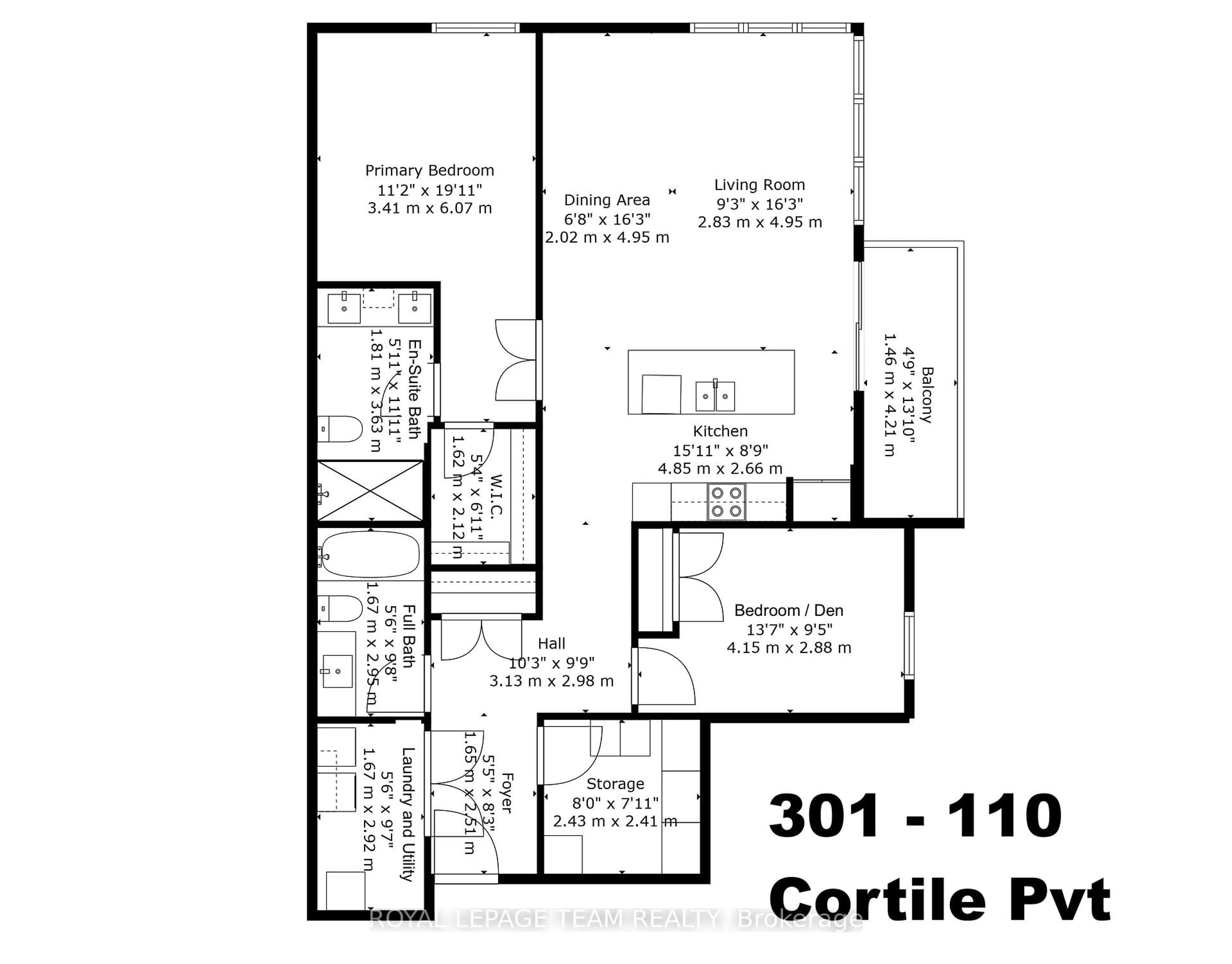 Floor plan for 110 Cortile Private #310, Ottawa Ontario K1V 2S8