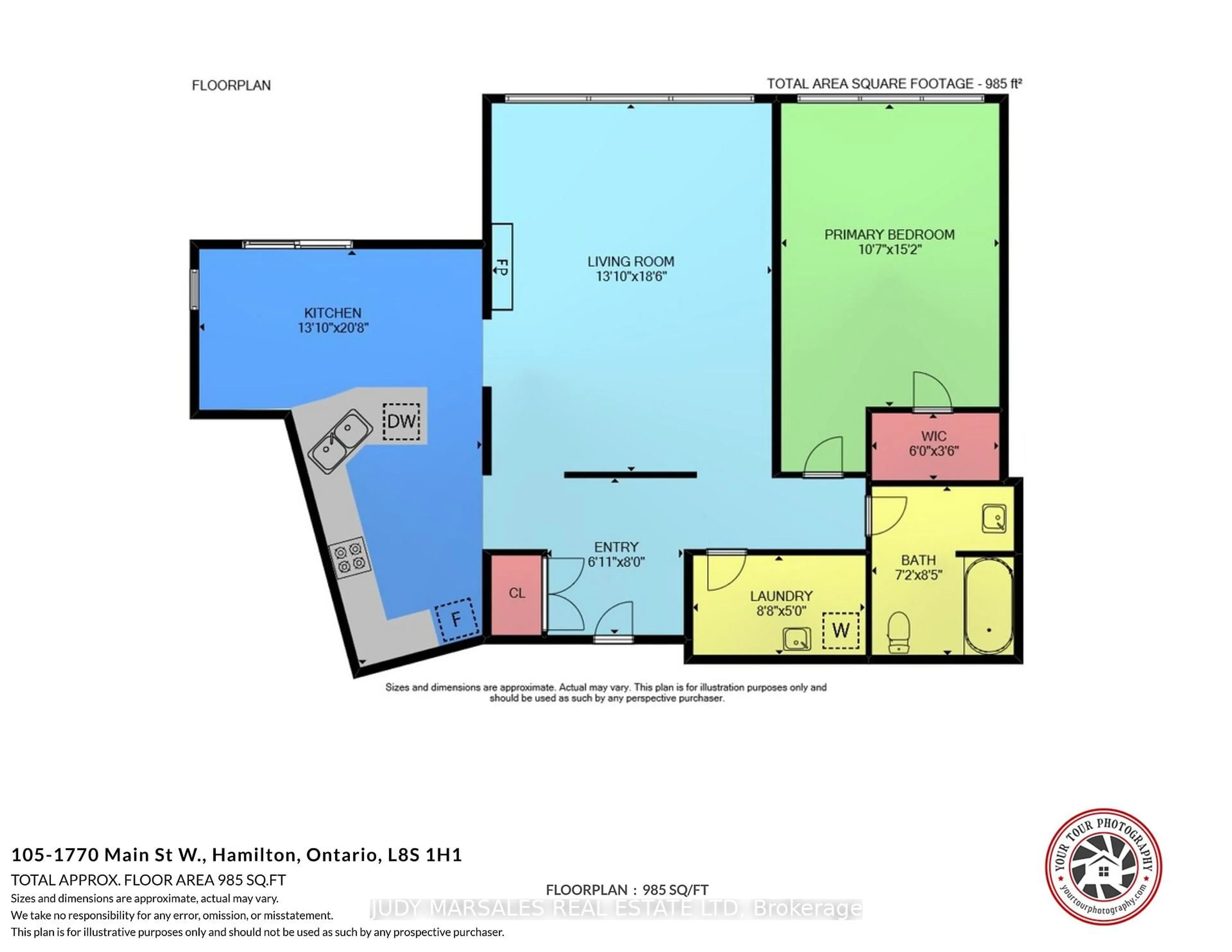 Floor plan for 1770 Main St #105, Hamilton Ontario L8S 1H1