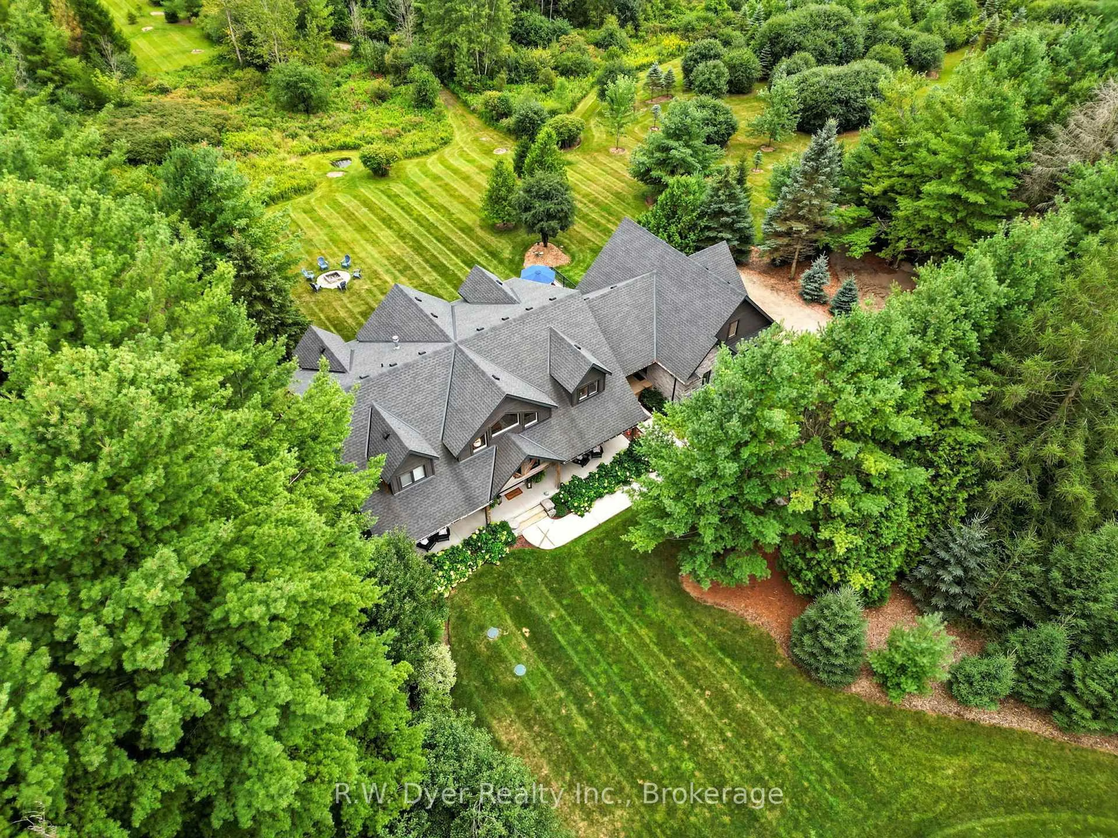 A pic from outside/outdoor area/front of a property/back of a property/a pic from drone, forest/trees view for 7381 Side Road 4, Centre Wellington Ontario N0B 1B0