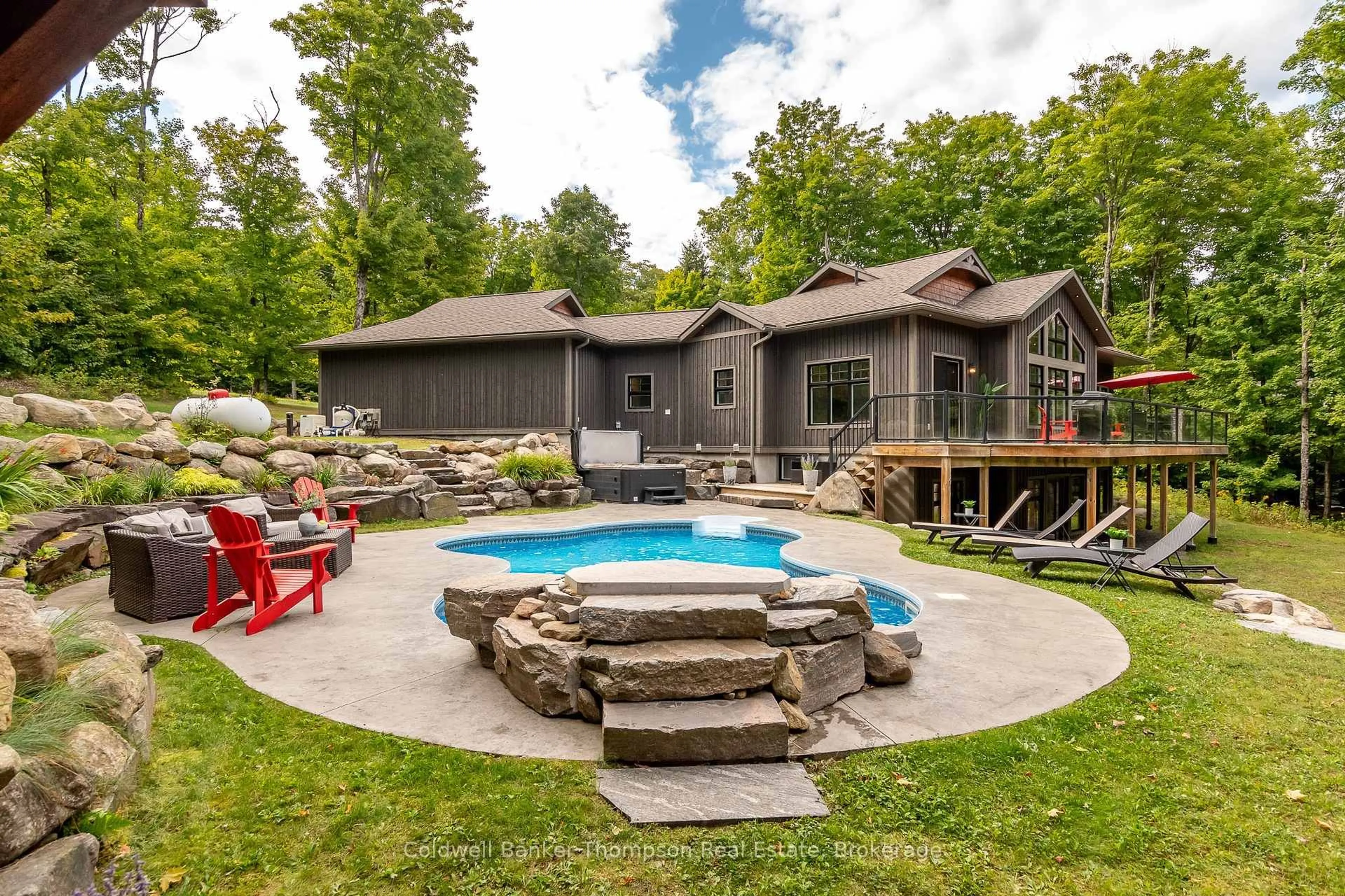 Patio, water/lake/river/ocean view for 15 Forest Hill Lane, Huntsville Ontario P1H 2N5