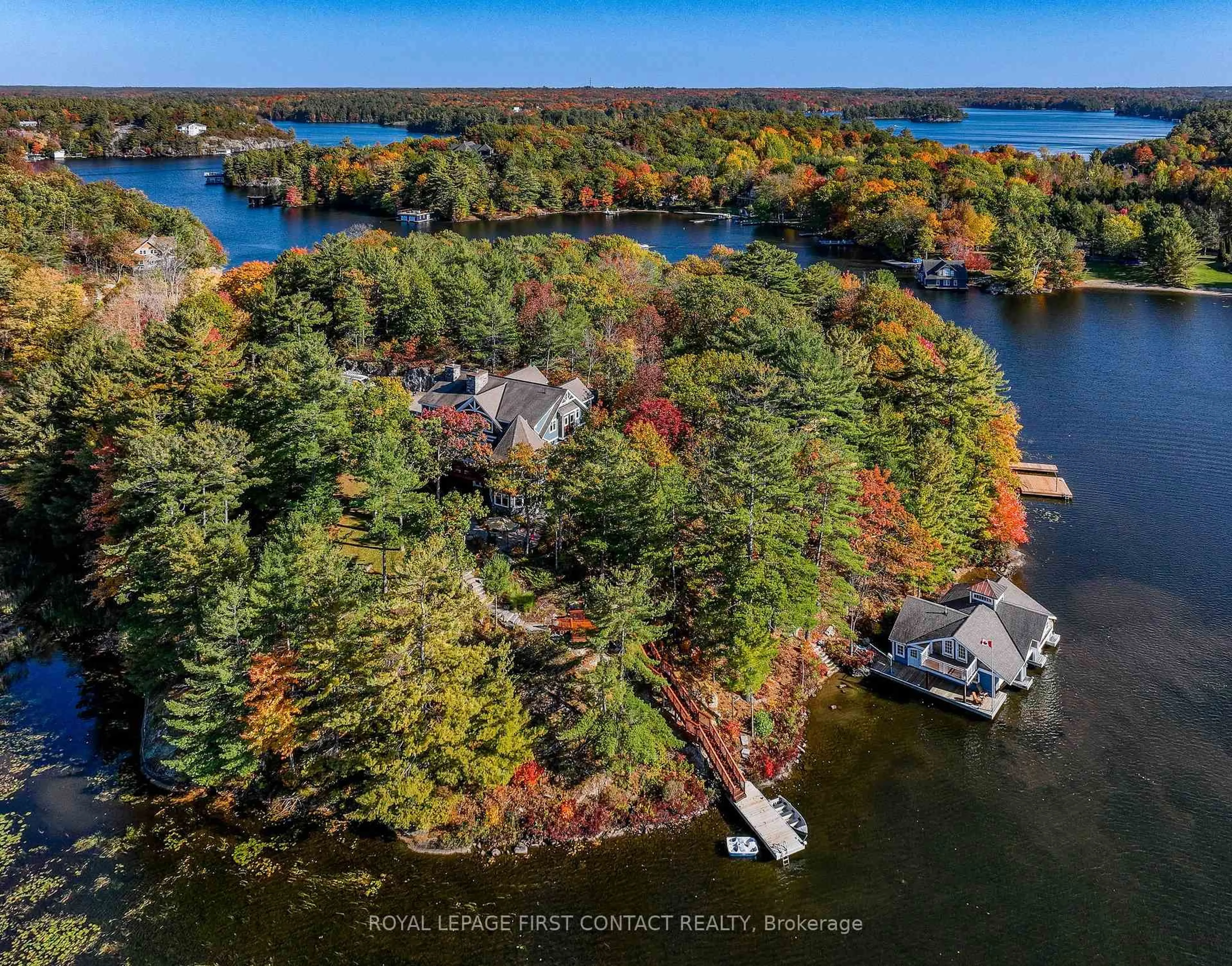 A pic from outside/outdoor area/front of a property/back of a property/a pic from drone, water/lake/river/ocean view for 1034 Road 2900, Gravenhurst Ontario P1P 1R2