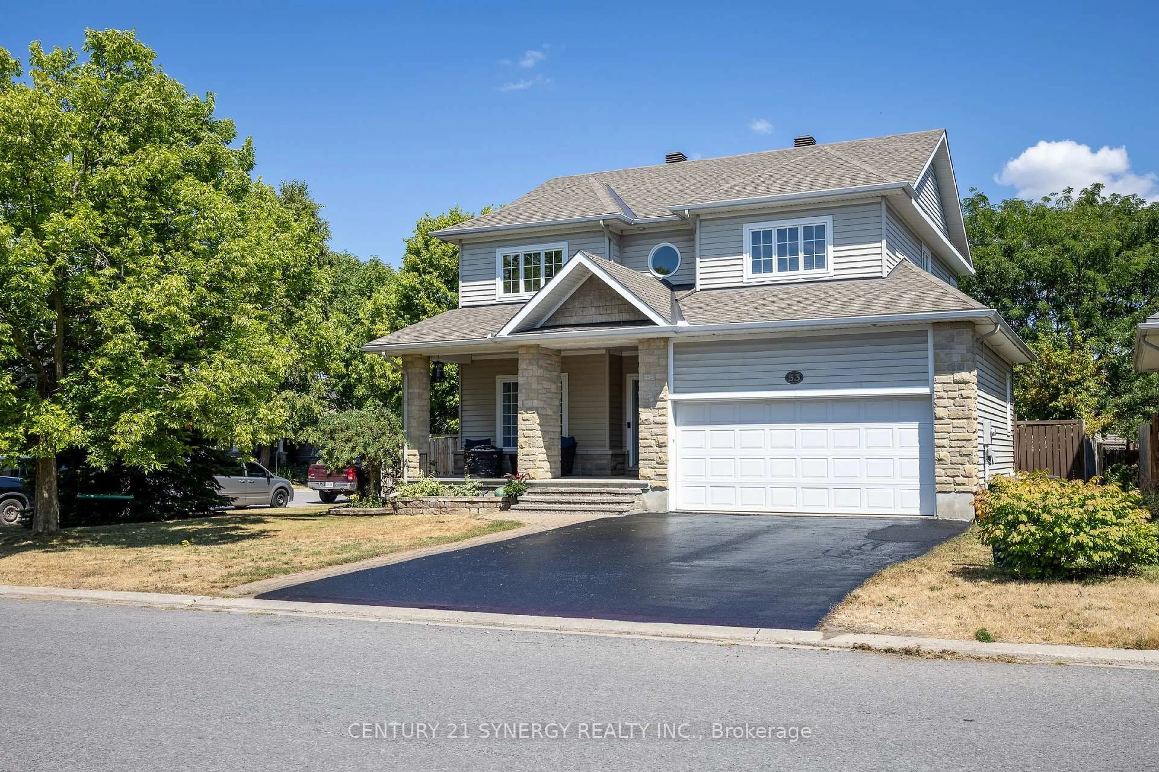 Home with vinyl exterior material, street for 53 Peckett Dr, Carleton Place Ontario K7C 4P9