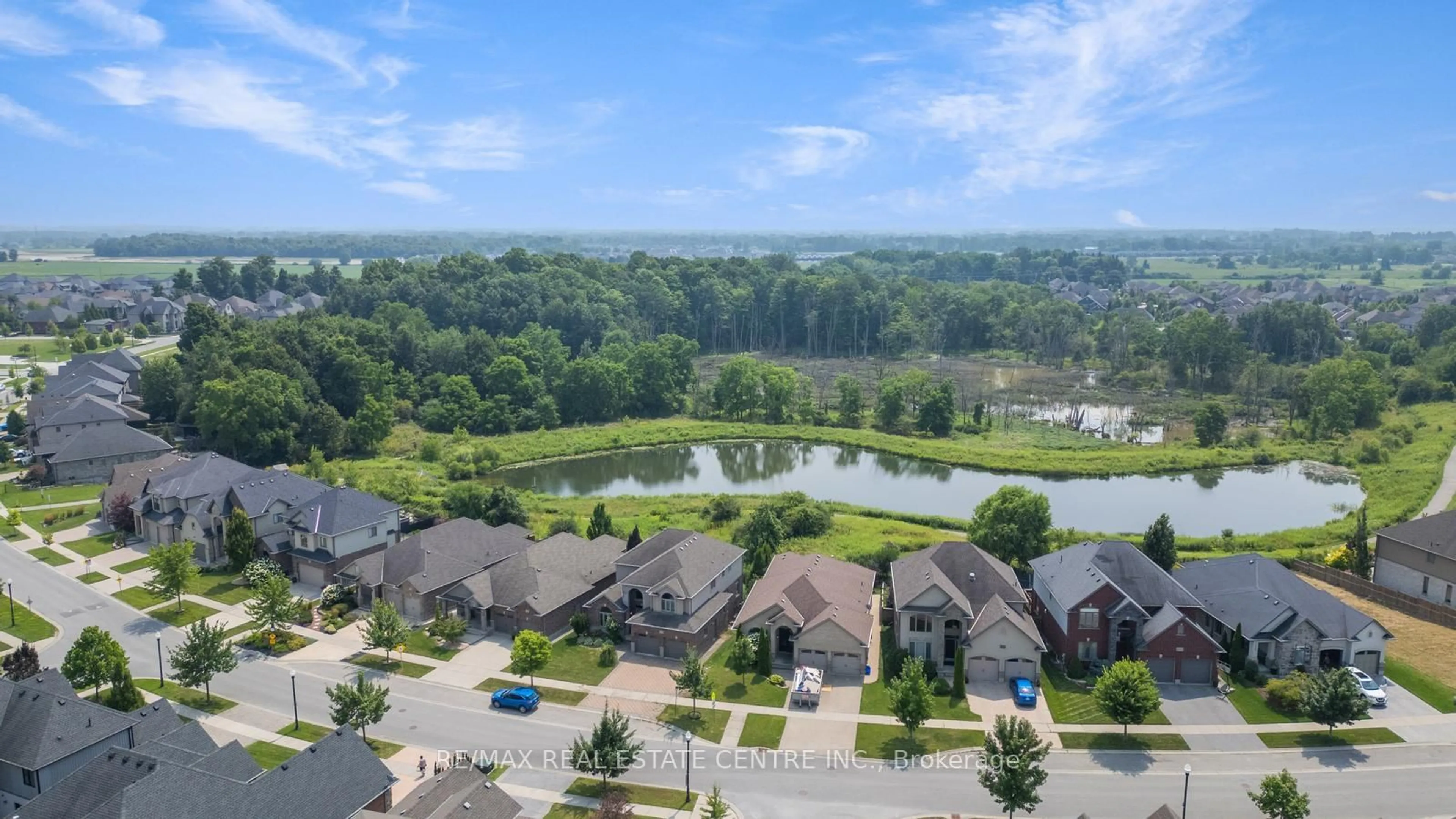 A pic from outside/outdoor area/front of a property/back of a property/a pic from drone, water/lake/river/ocean view for 3433 Settlement Tr, London South Ontario N6P 0C3