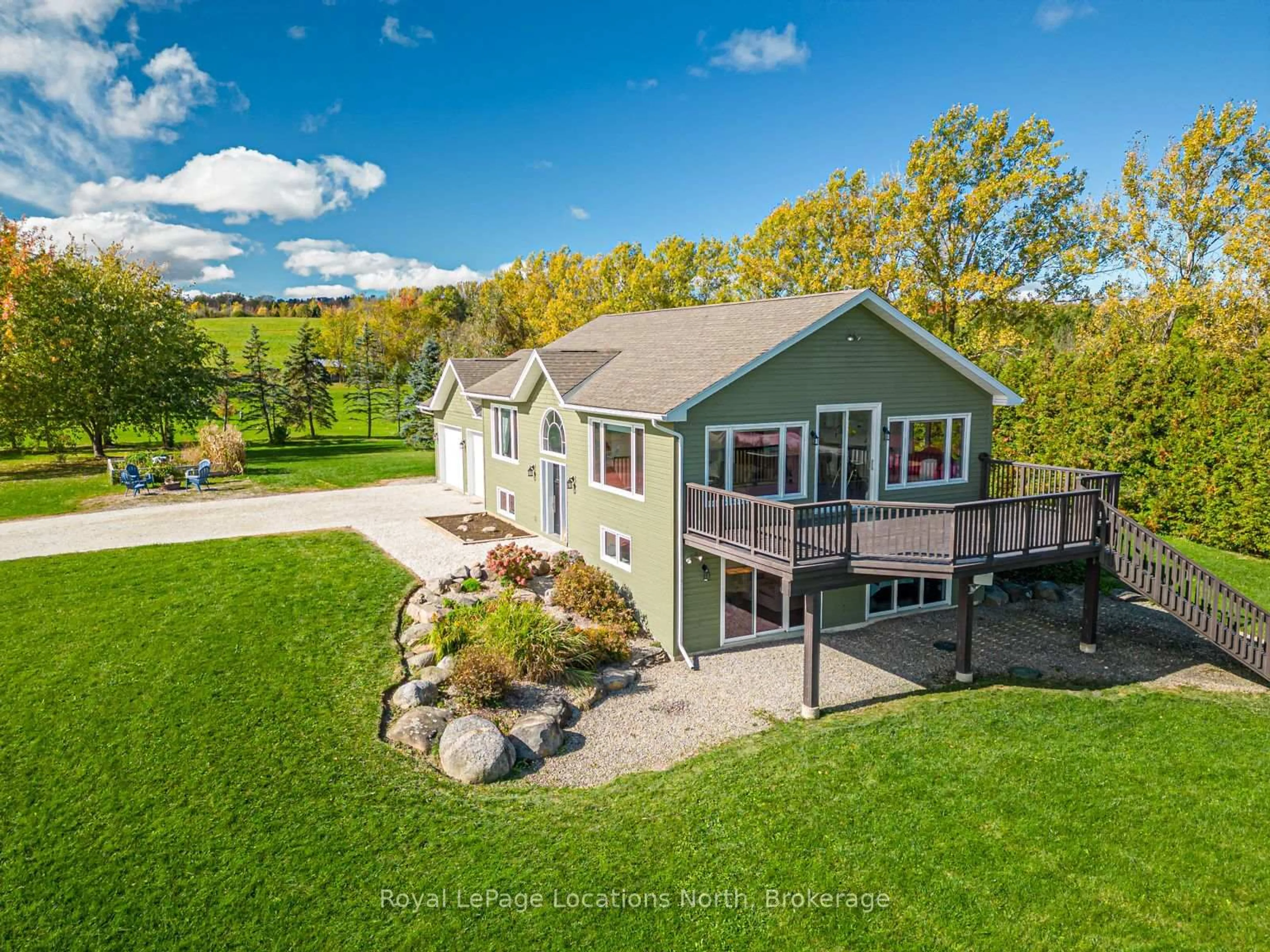 A pic from outside/outdoor area/front of a property/back of a property/a pic from drone, water/lake/river/ocean view for 807151 25 Sdrd, Grey Highlands Ontario N0H 1N0