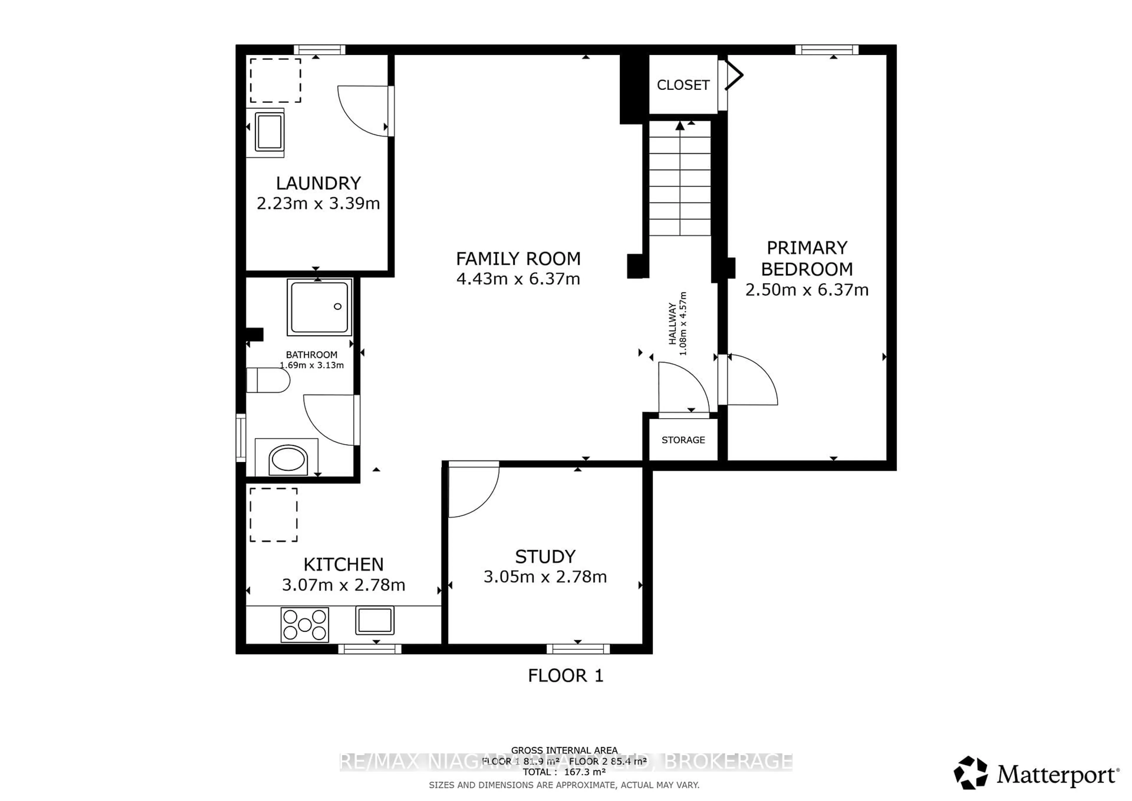 Floor plan for 57 Woodrow St, St. Catharines Ontario L2P 2A4