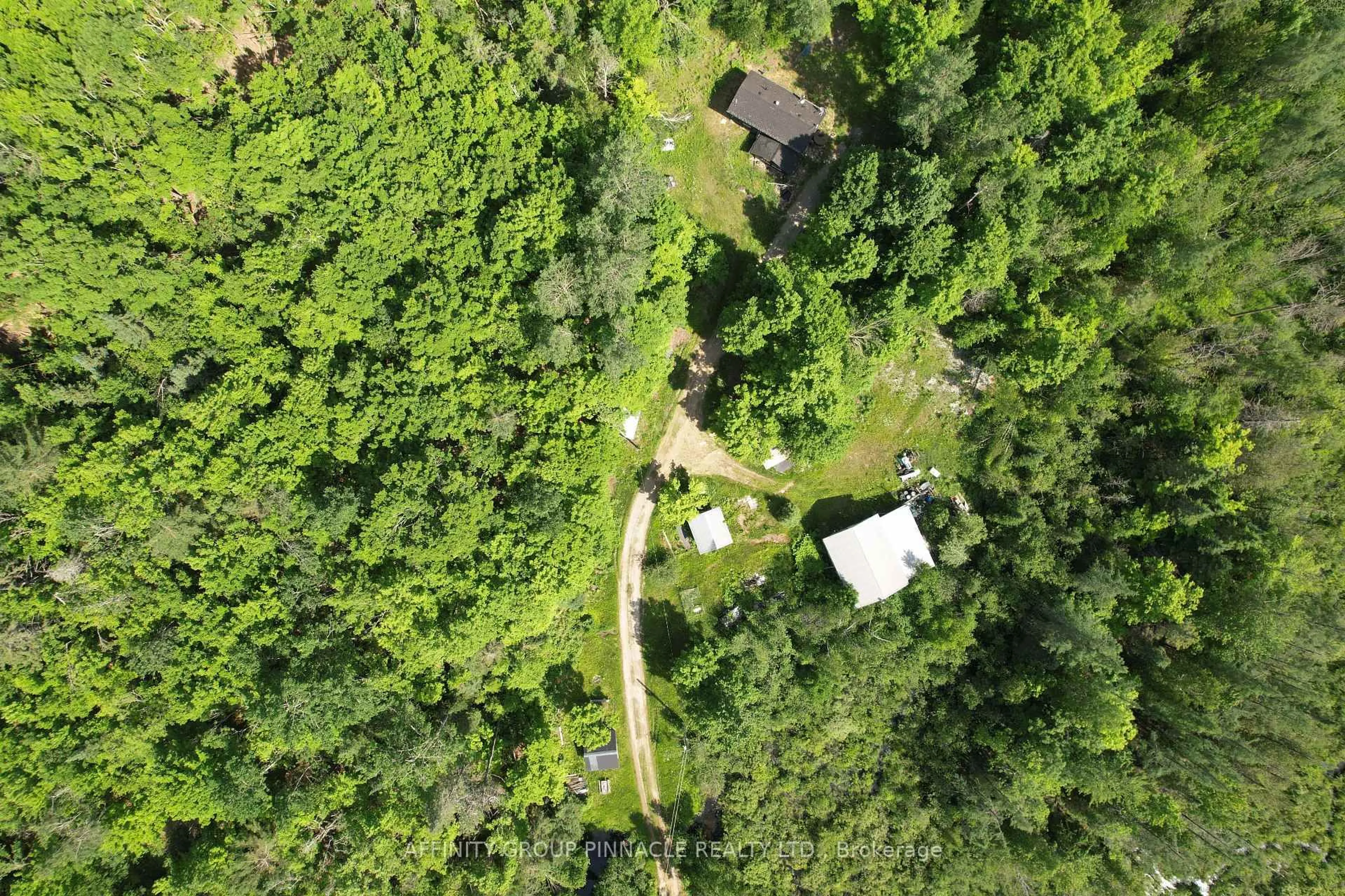 A pic from outside/outdoor area/front of a property/back of a property/a pic from drone, forest/trees view for 1197 Swinson Rd, Minden Hills Ontario K0M 2A1