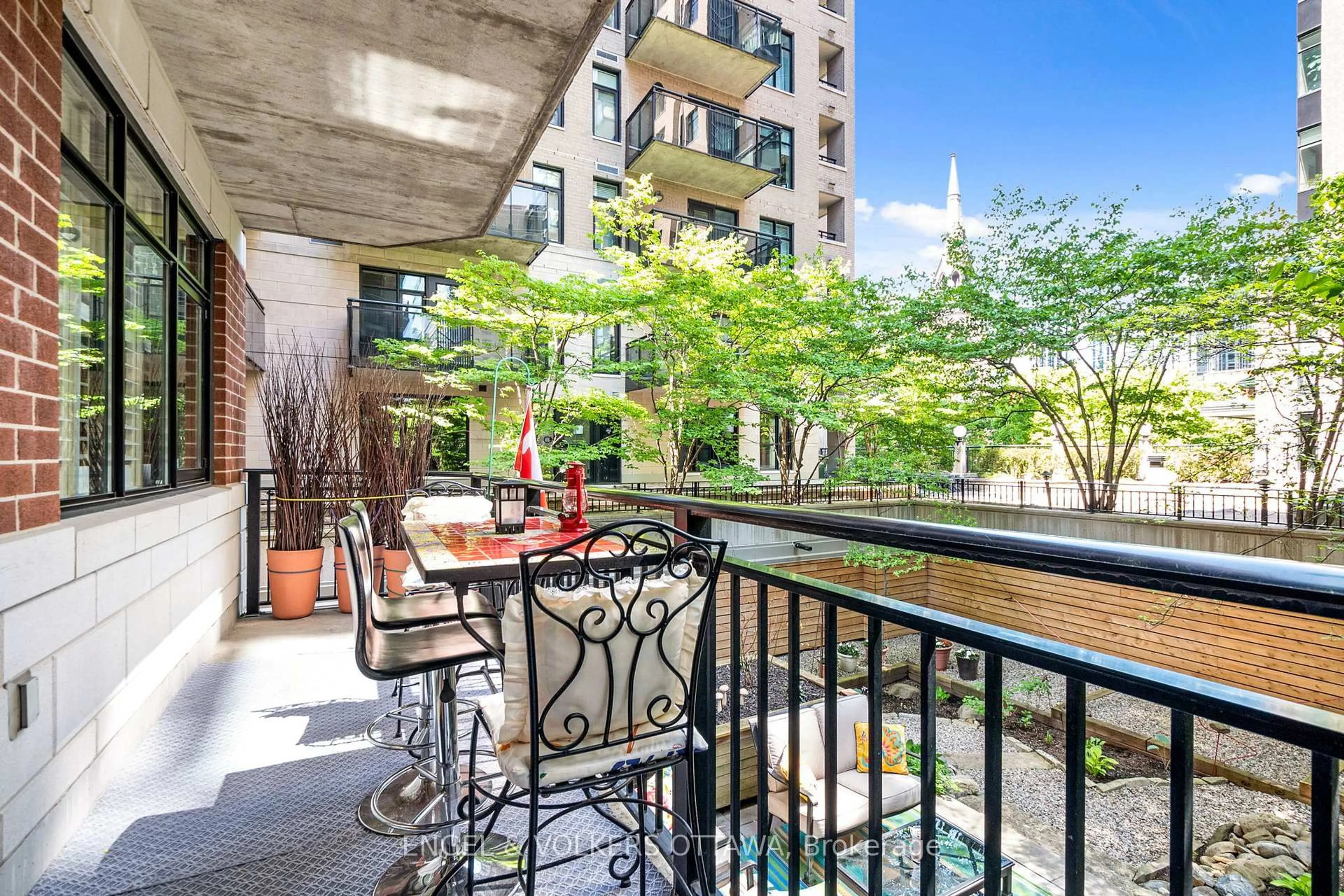 Patio, city buildings view from balcony for 375 Lisgar St #203, Ottawa Ontario K2P 0E3