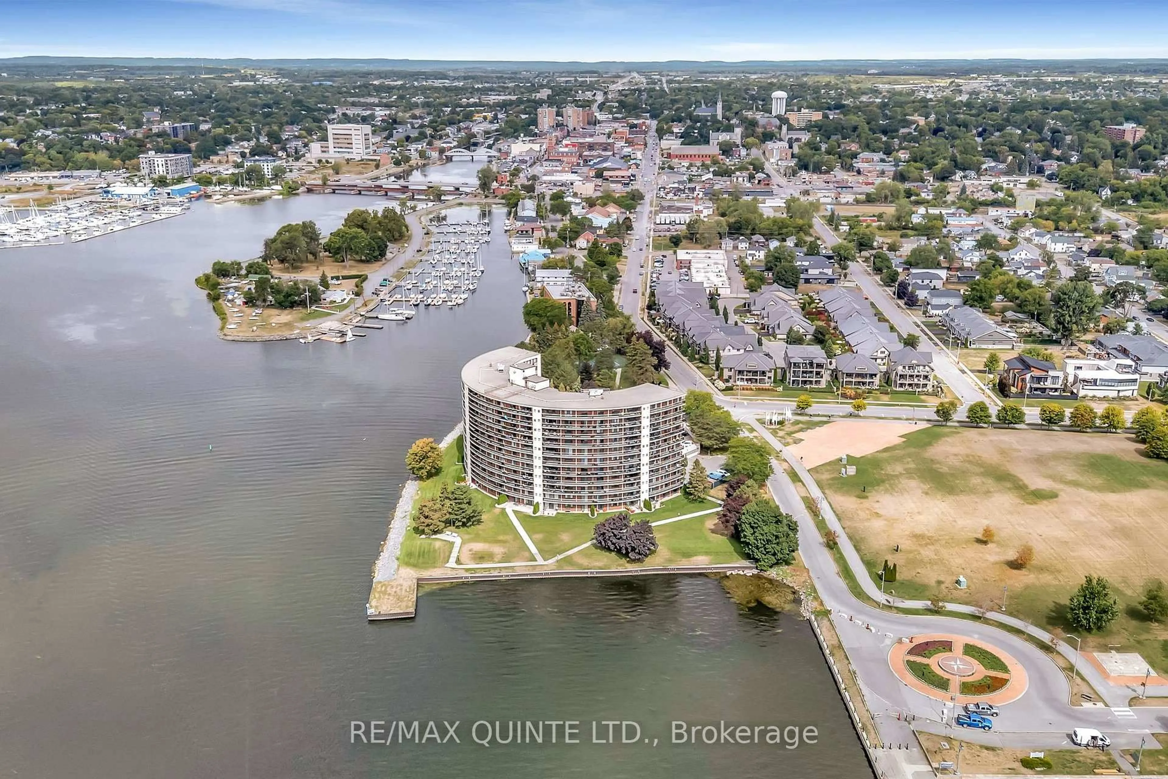 A pic from outside/outdoor area/front of a property/back of a property/a pic from drone, water/lake/river/ocean view for 2 Front St #807, Belleville Ontario K8N 5K7