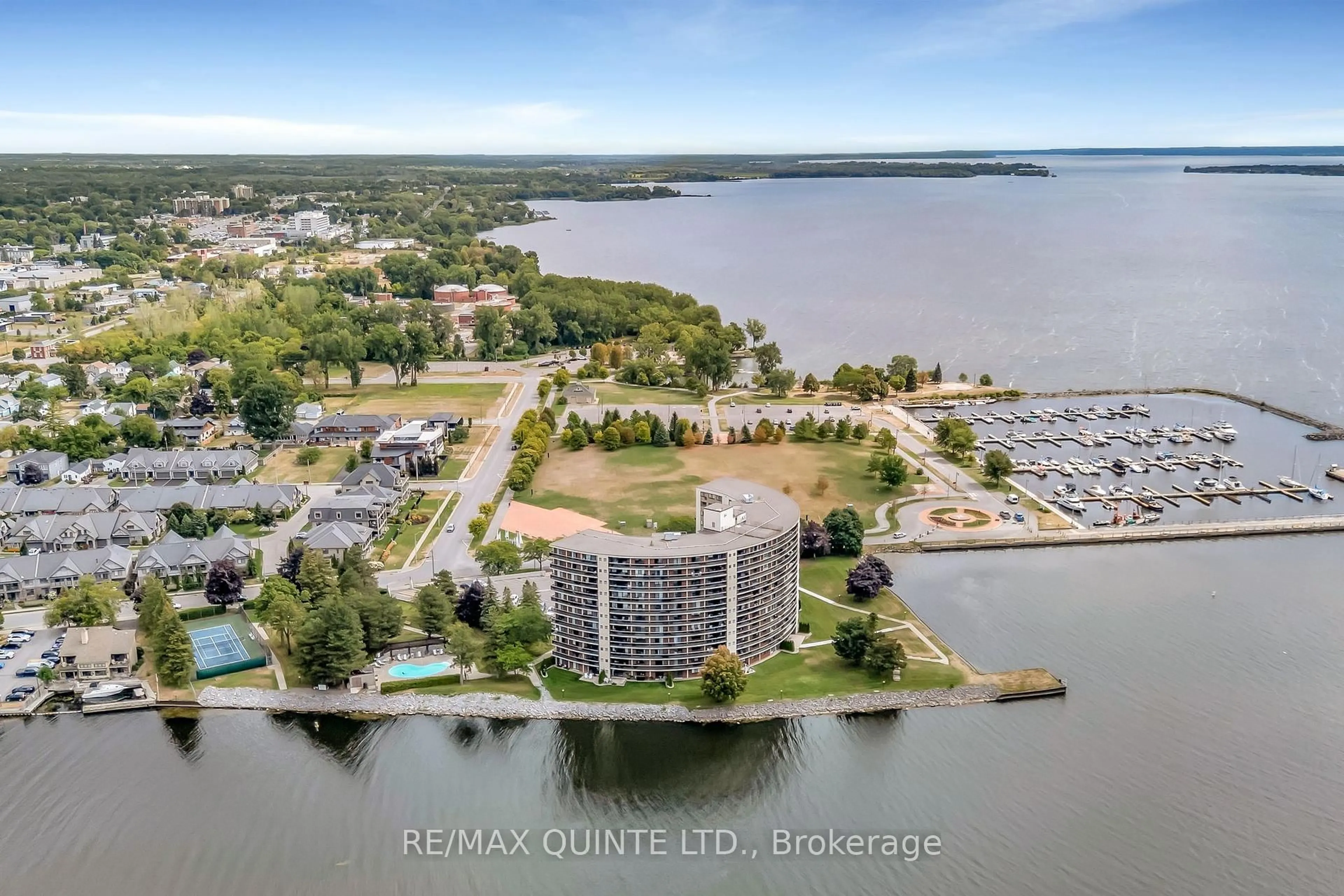 A pic from outside/outdoor area/front of a property/back of a property/a pic from drone, water/lake/river/ocean view for 2 Front St #807, Belleville Ontario K8N 5K7