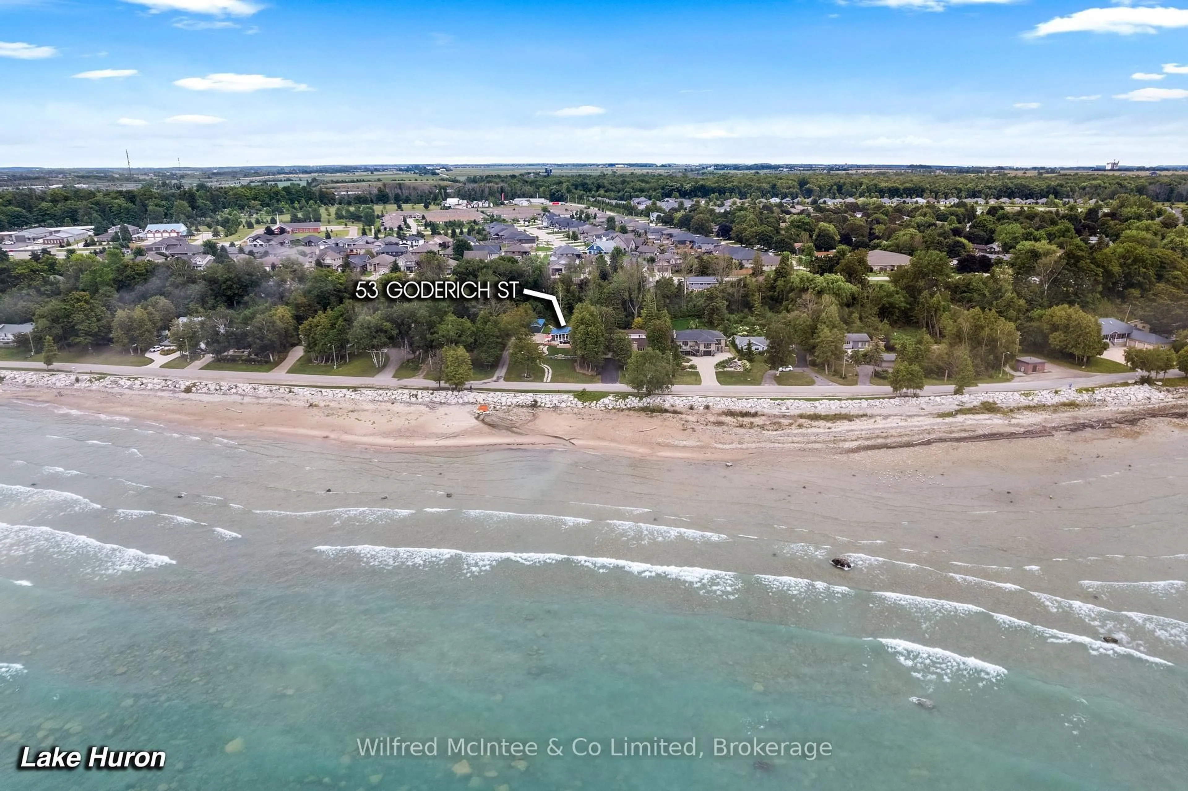 A pic from outside/outdoor area/front of a property/back of a property/a pic from drone, water/lake/river/ocean view for 53 Goderich St, Kincardine Ontario N2Z 2K8