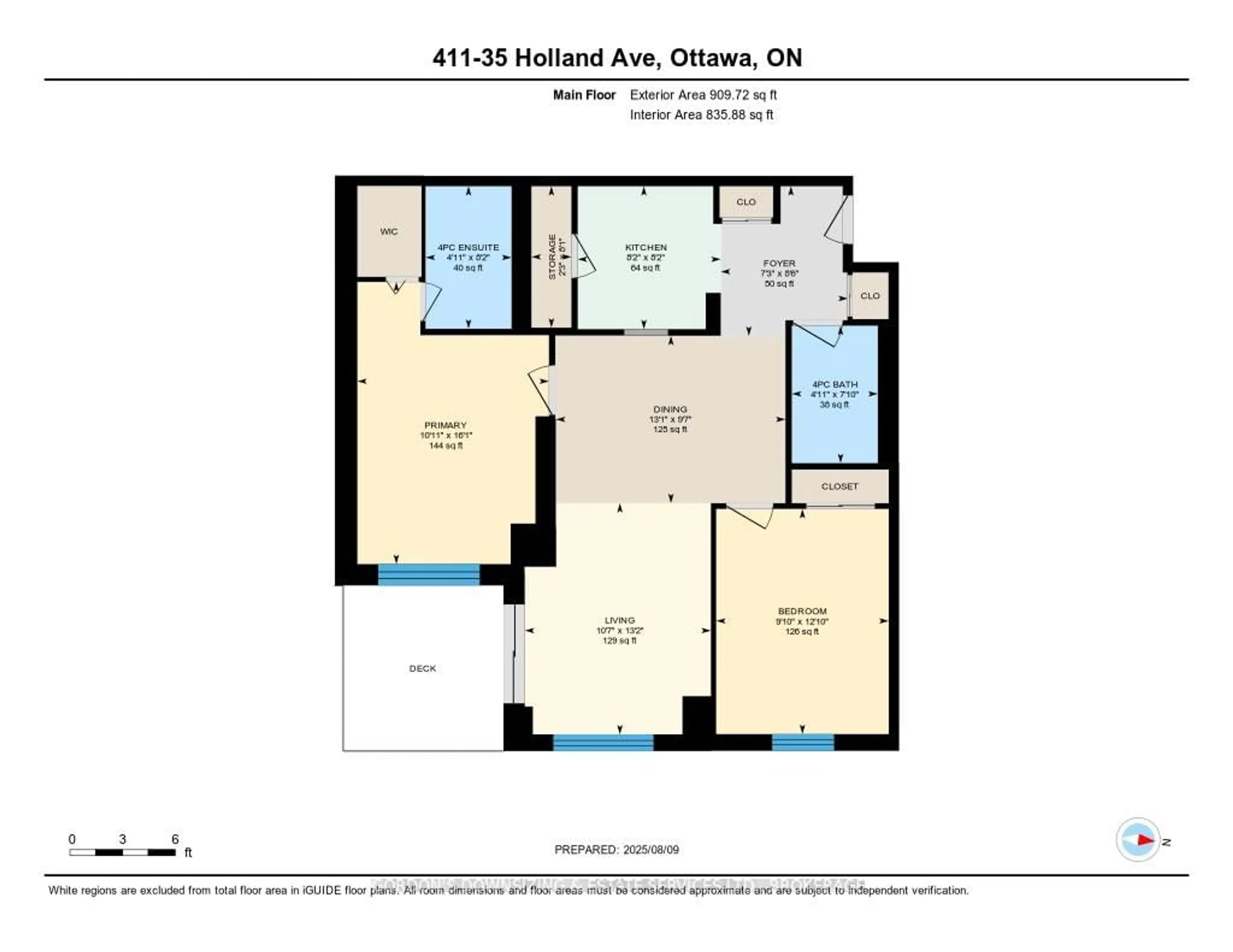 Floor plan for 35 Holland Ave #411, Ottawa Ontario K1Y 4S2