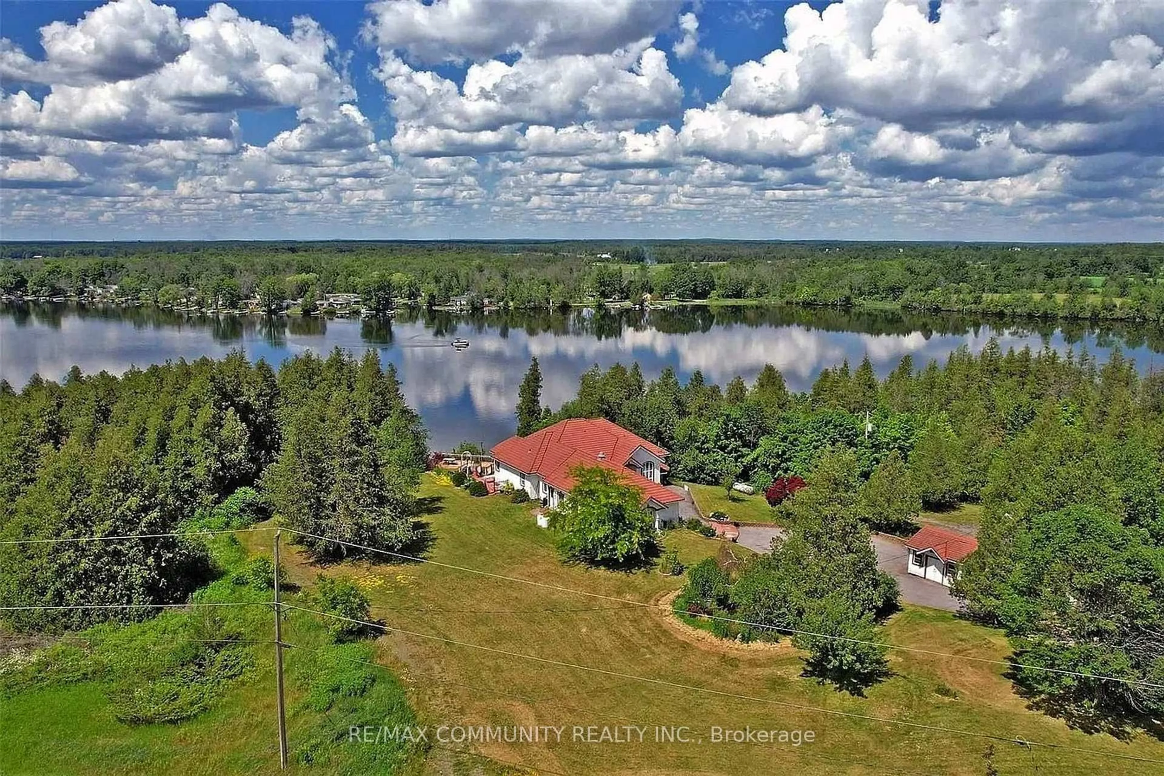 A pic from outside/outdoor area/front of a property/back of a property/a pic from drone, water/lake/river/ocean view for 74 Lakeview Dr, Trent Hills Ontario K0L 2L0