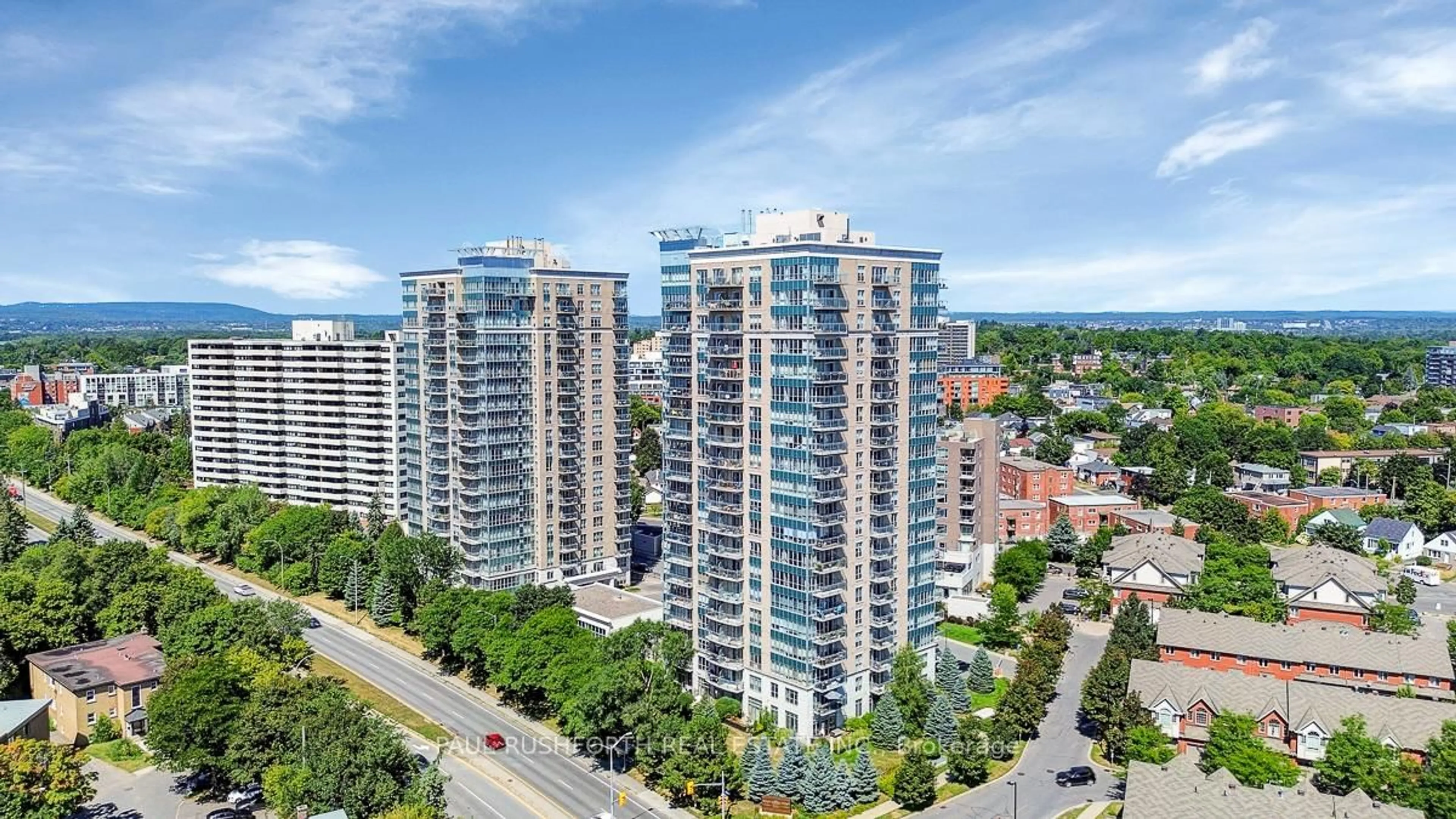 A pic from outside/outdoor area/front of a property/back of a property/a pic from drone, city buildings view from balcony for 90 Landry St #1007, Ottawa Ontario K1L 0A9