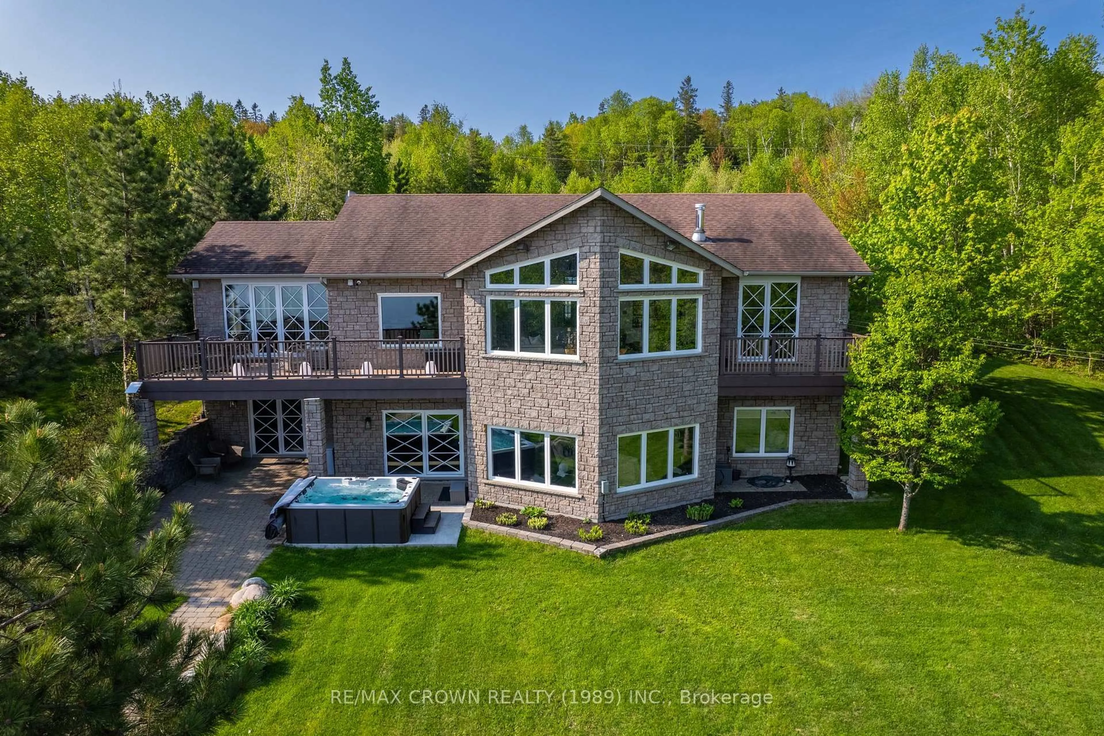 A pic from outside/outdoor area/front of a property/back of a property/a pic from drone, water/lake/river/ocean view for 20 Breezehill Rd, Greater Sudbury Ontario P0M 2Y0