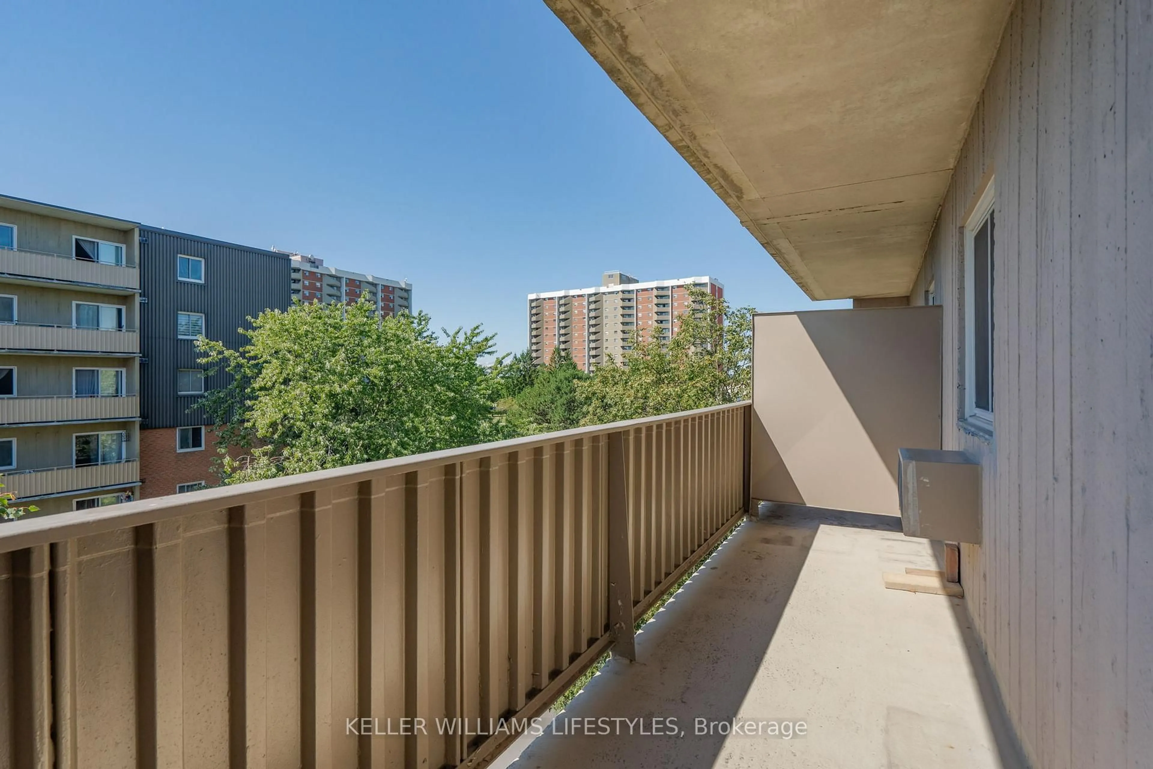 Balcony in the apartment, city buildings view from balcony for 1100 Jalna Blvd #507, London South Ontario N6E 2M2