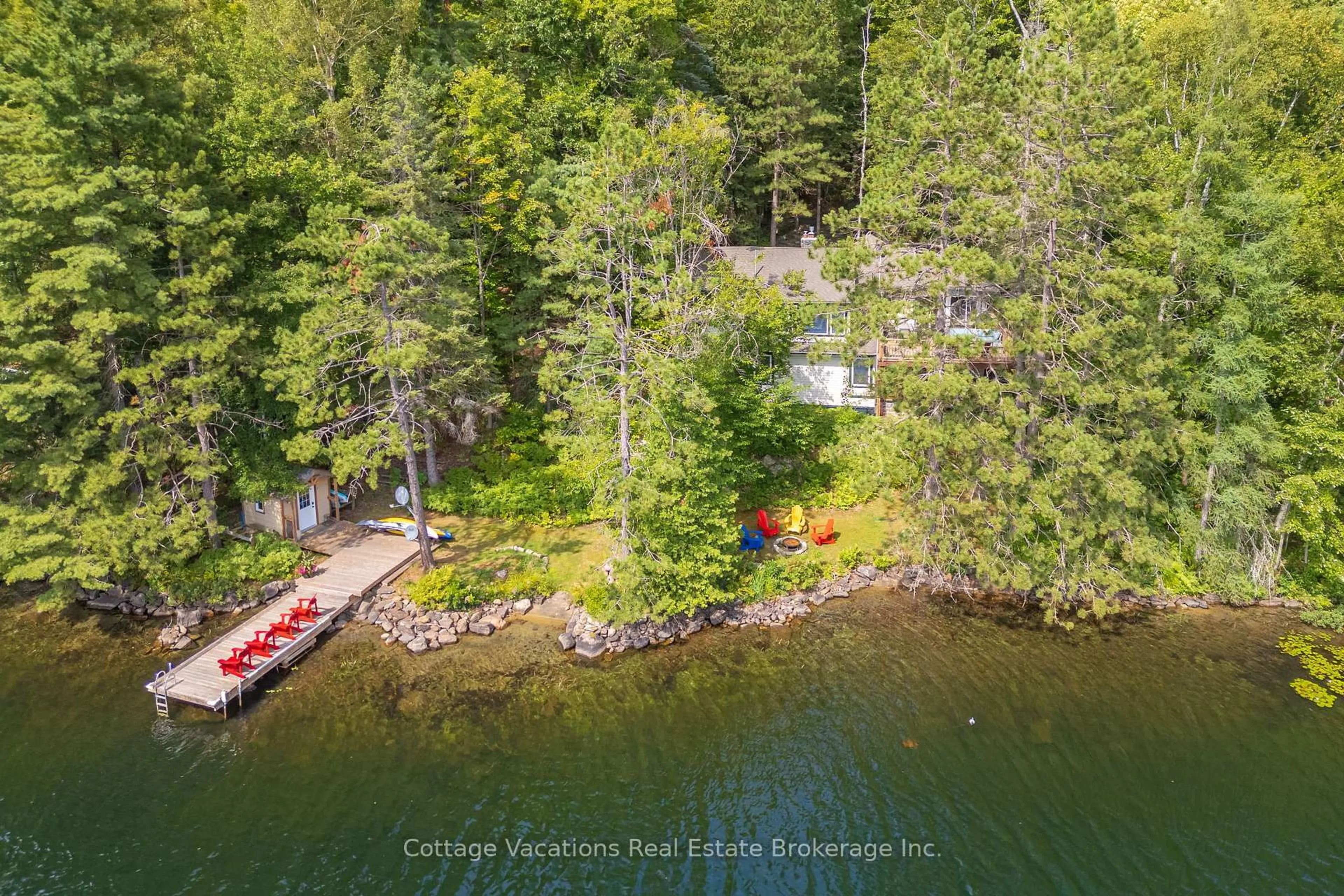 A pic from outside/outdoor area/front of a property/back of a property/a pic from drone, water/lake/river/ocean view for 2795 Hwy. 169 Rd, Muskoka Lakes Ontario P0C 1M0