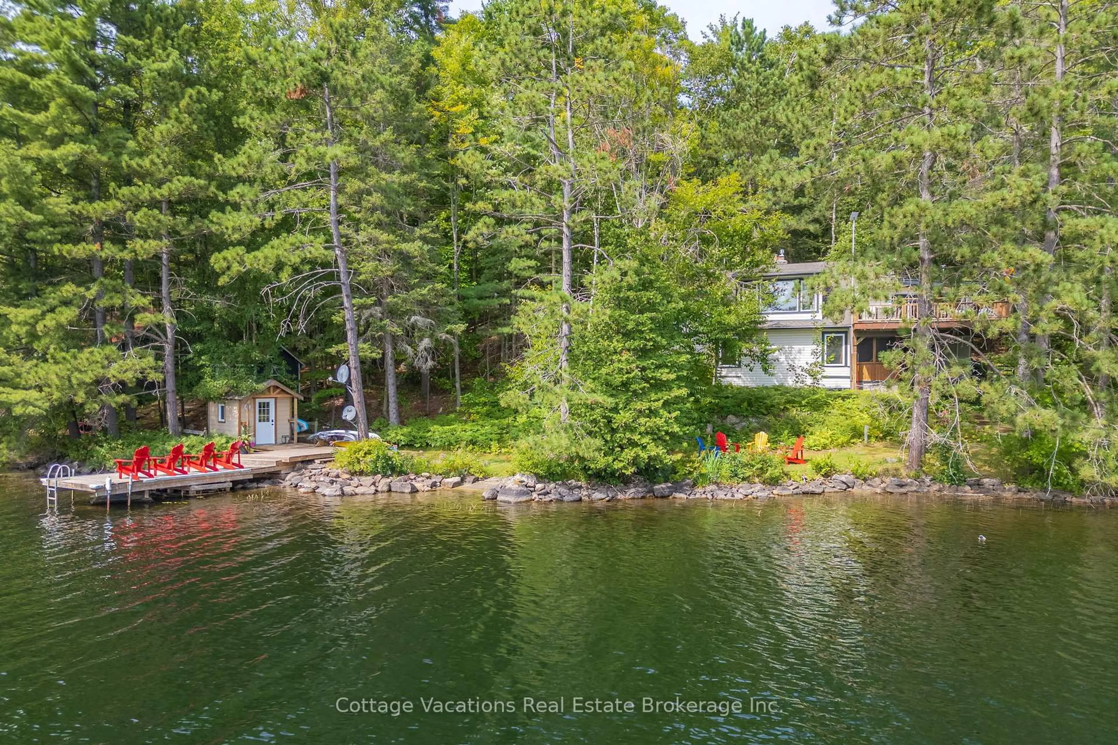 A pic from outside/outdoor area/front of a property/back of a property/a pic from drone, water/lake/river/ocean view for 2795 Hwy. 169 Rd, Muskoka Lakes Ontario P0C 1M0