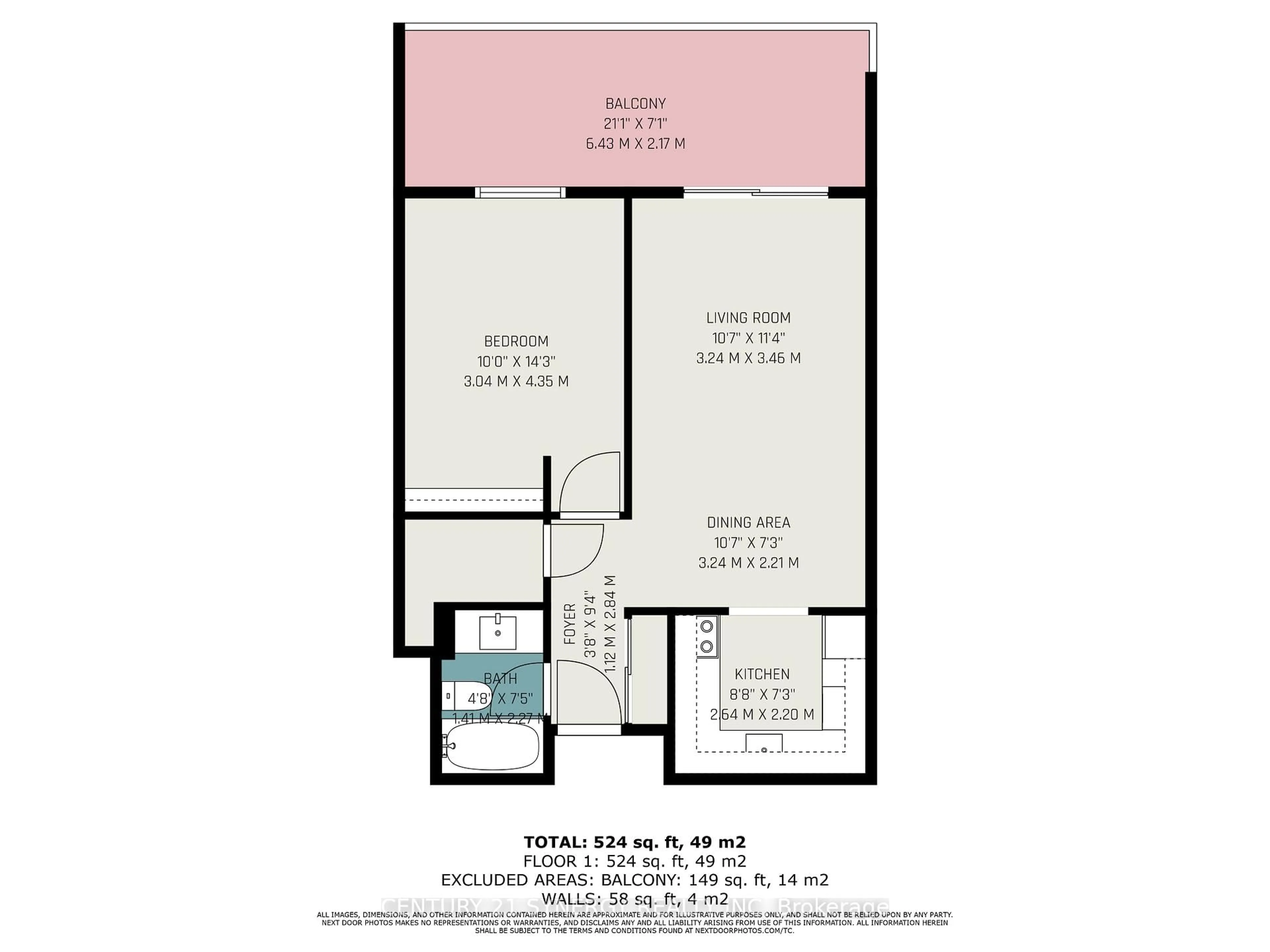 Floor plan for 475 Laurier Ave #306, Ottawa Ontario K1R 7X1