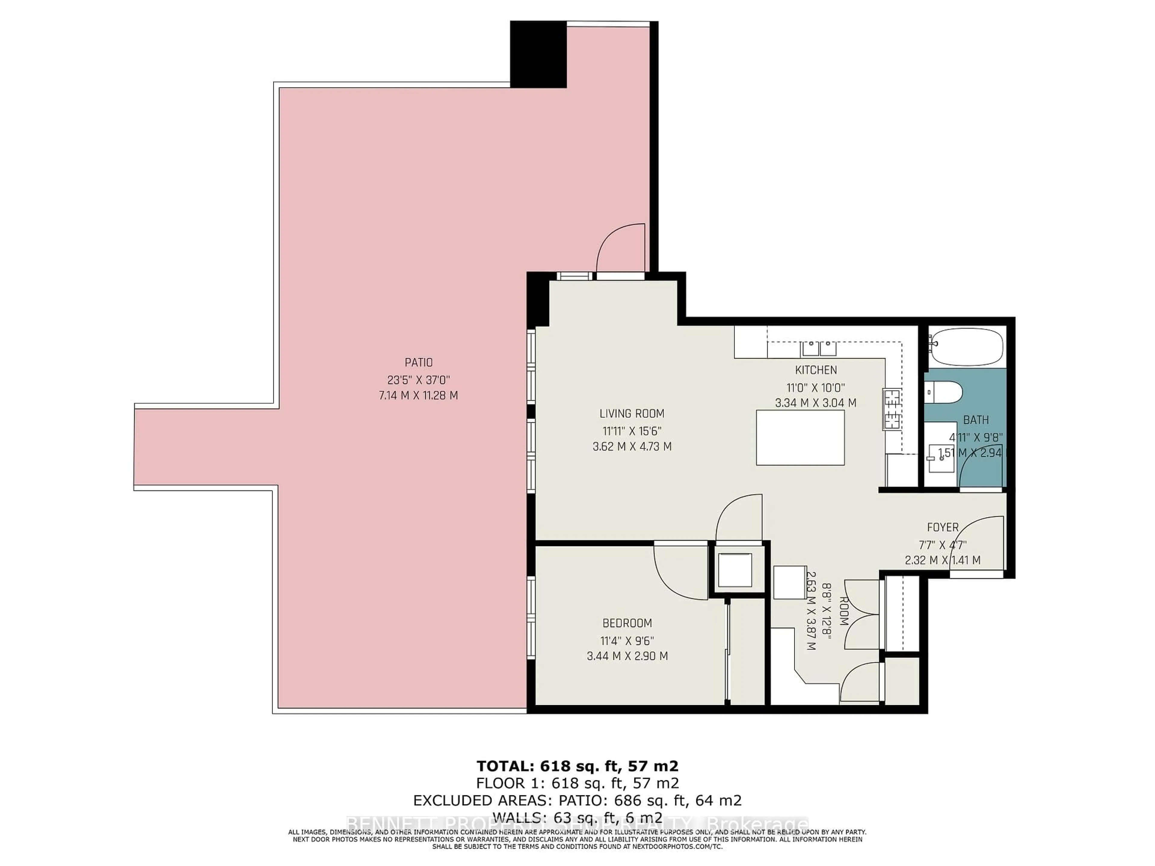 Floor plan for 530 De Mazenod Ave #105, Ottawa Ontario K1S 5W8