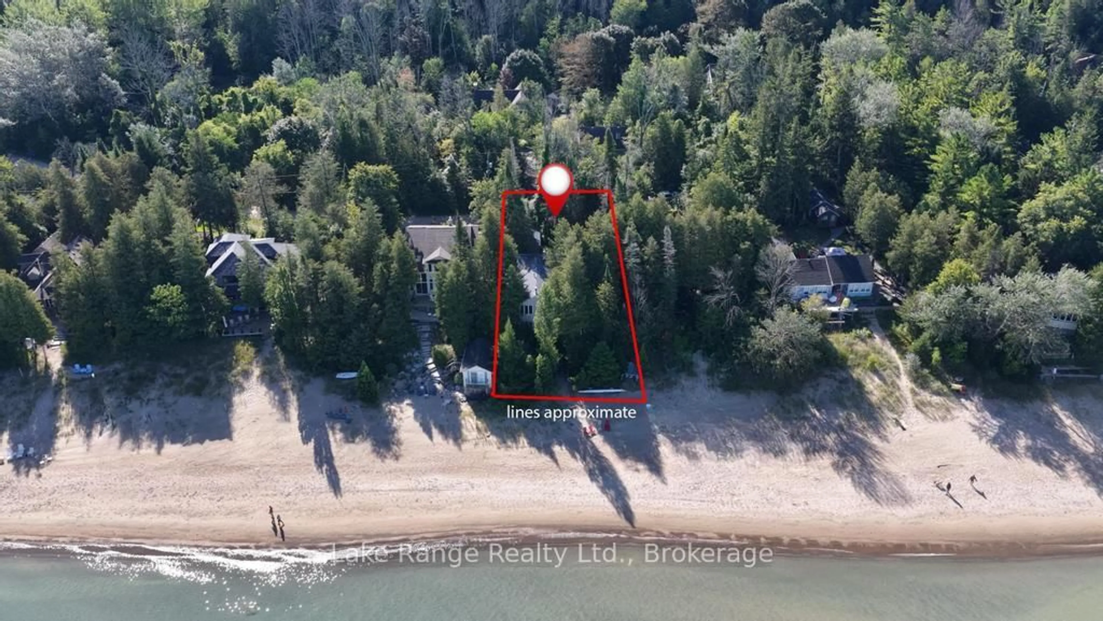 A pic from outside/outdoor area/front of a property/back of a property/a pic from drone, water/lake/river/ocean view for 77 Camerons Lane, Huron-Kinloss Ontario N2Z 0B3
