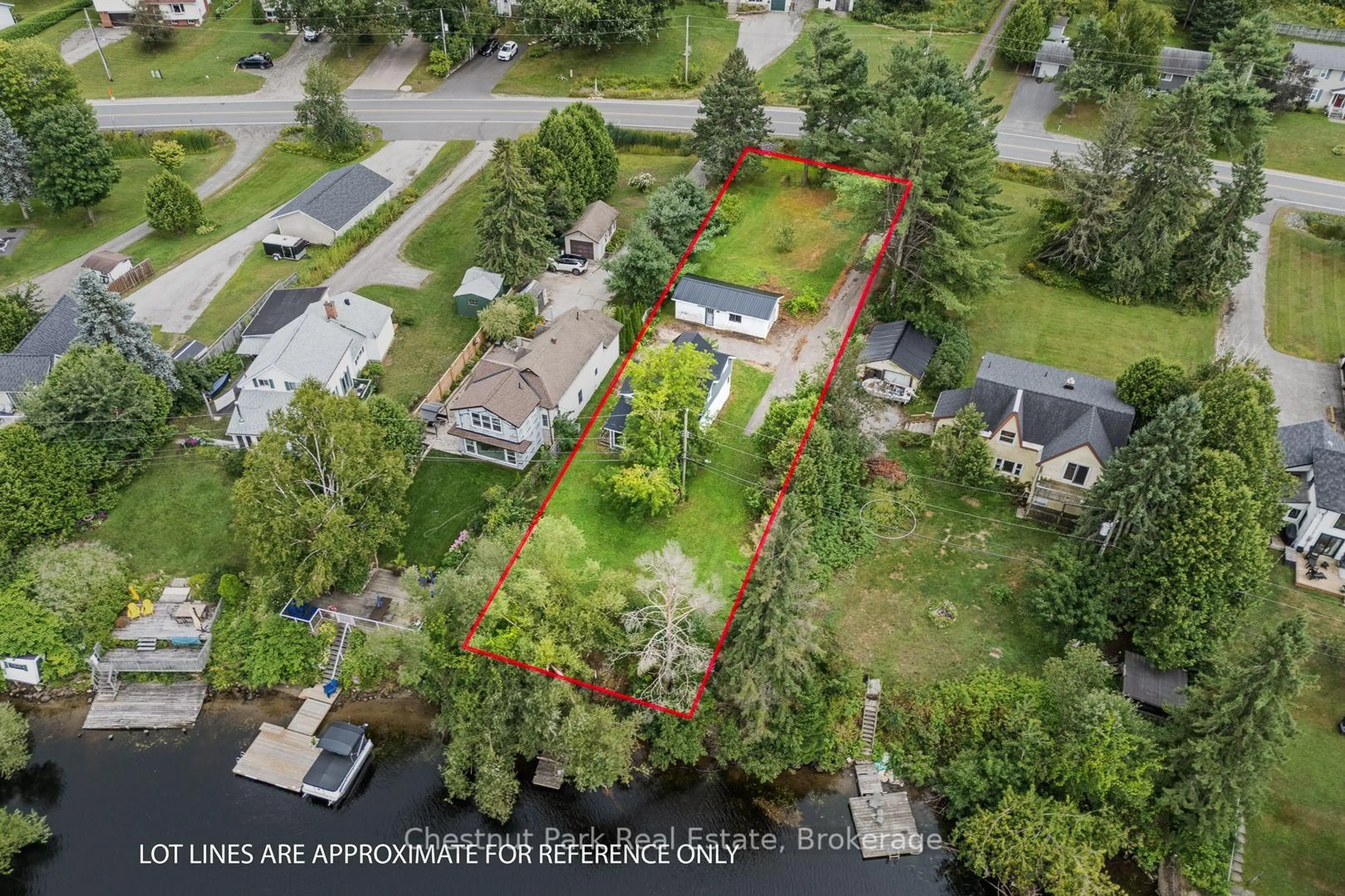 A pic from outside/outdoor area/front of a property/back of a property/a pic from drone, water/lake/river/ocean view for 68 Beaumont Dr, Bracebridge Ontario P1L 1X2