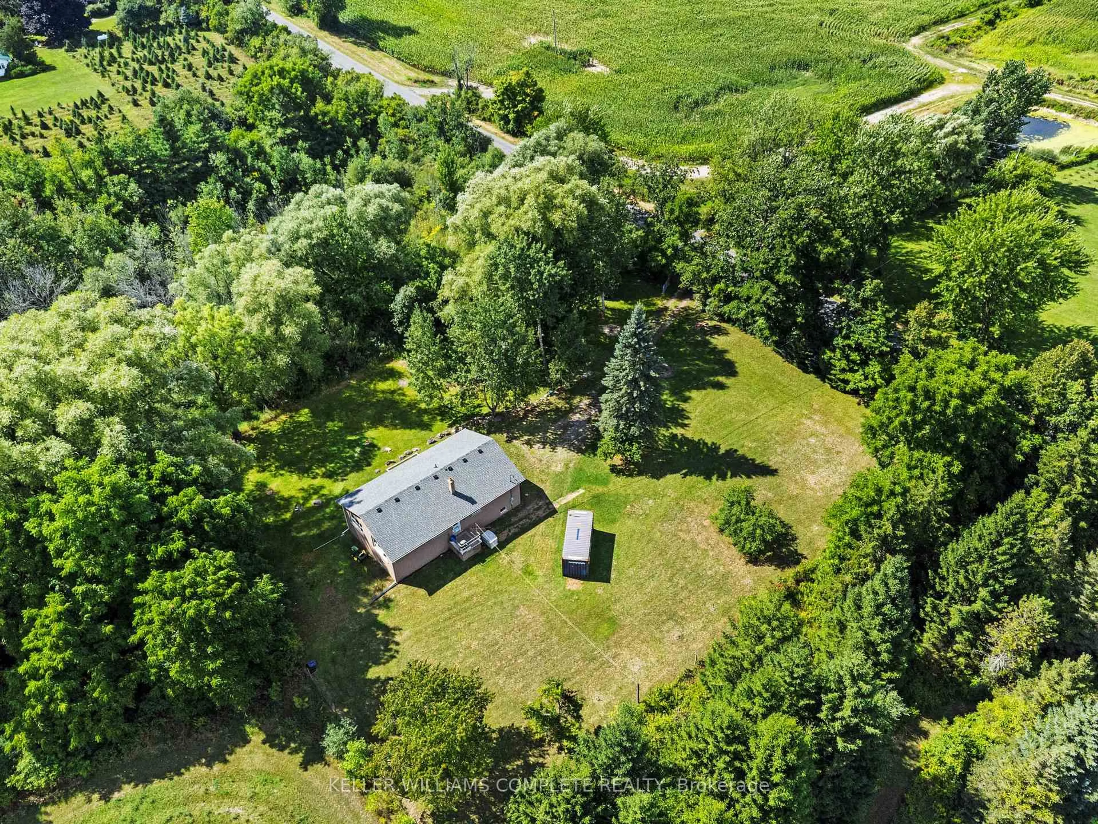 A pic from outside/outdoor area/front of a property/back of a property/a pic from drone, forest/trees view for 1744 6th Con Rd, Hamilton Ontario N0B 1L0