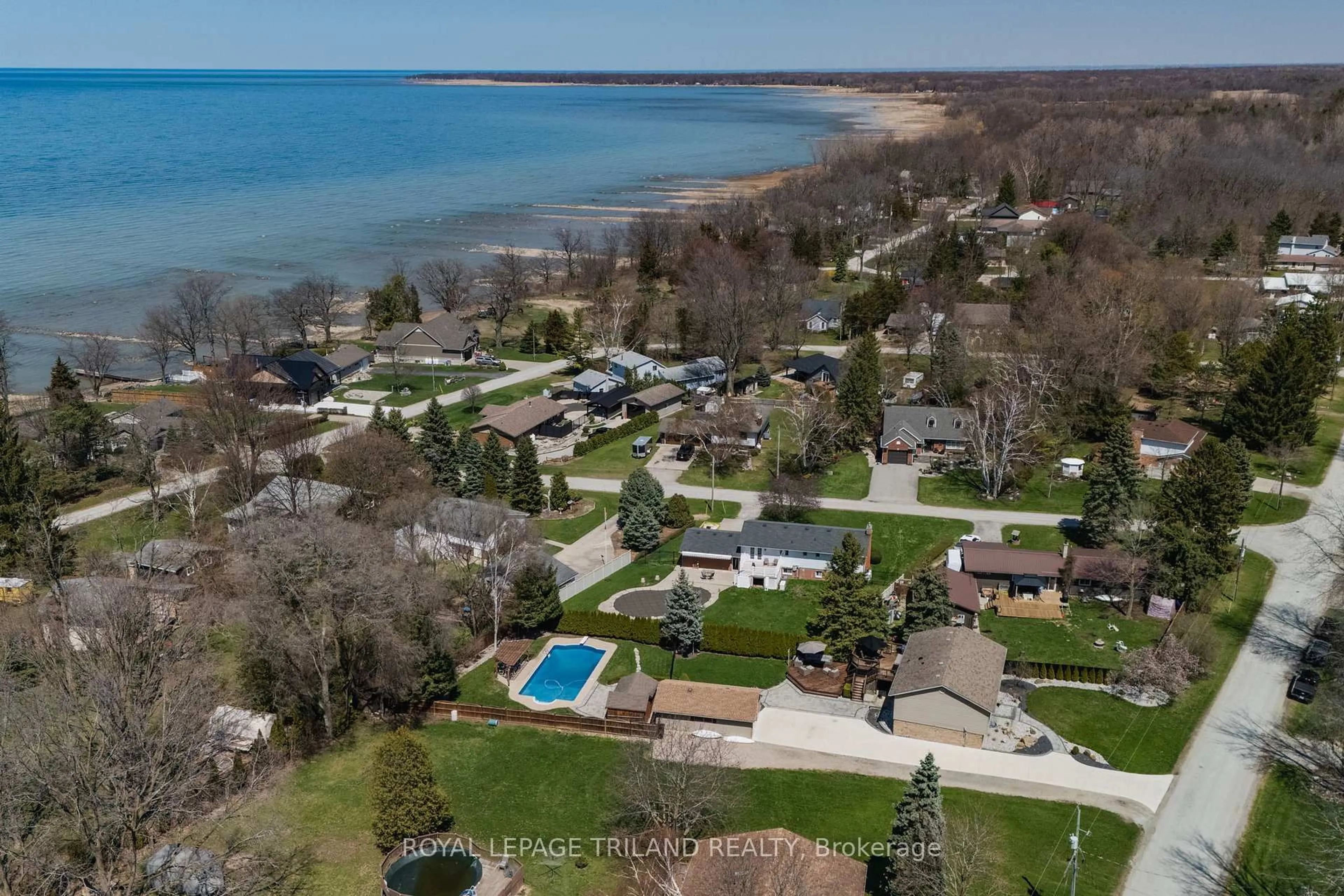 A pic from outside/outdoor area/front of a property/back of a property/a pic from drone, water/lake/river/ocean view for 5410 Lake Valley Grove Rd, Lambton Shores Ontario N0N 1J7