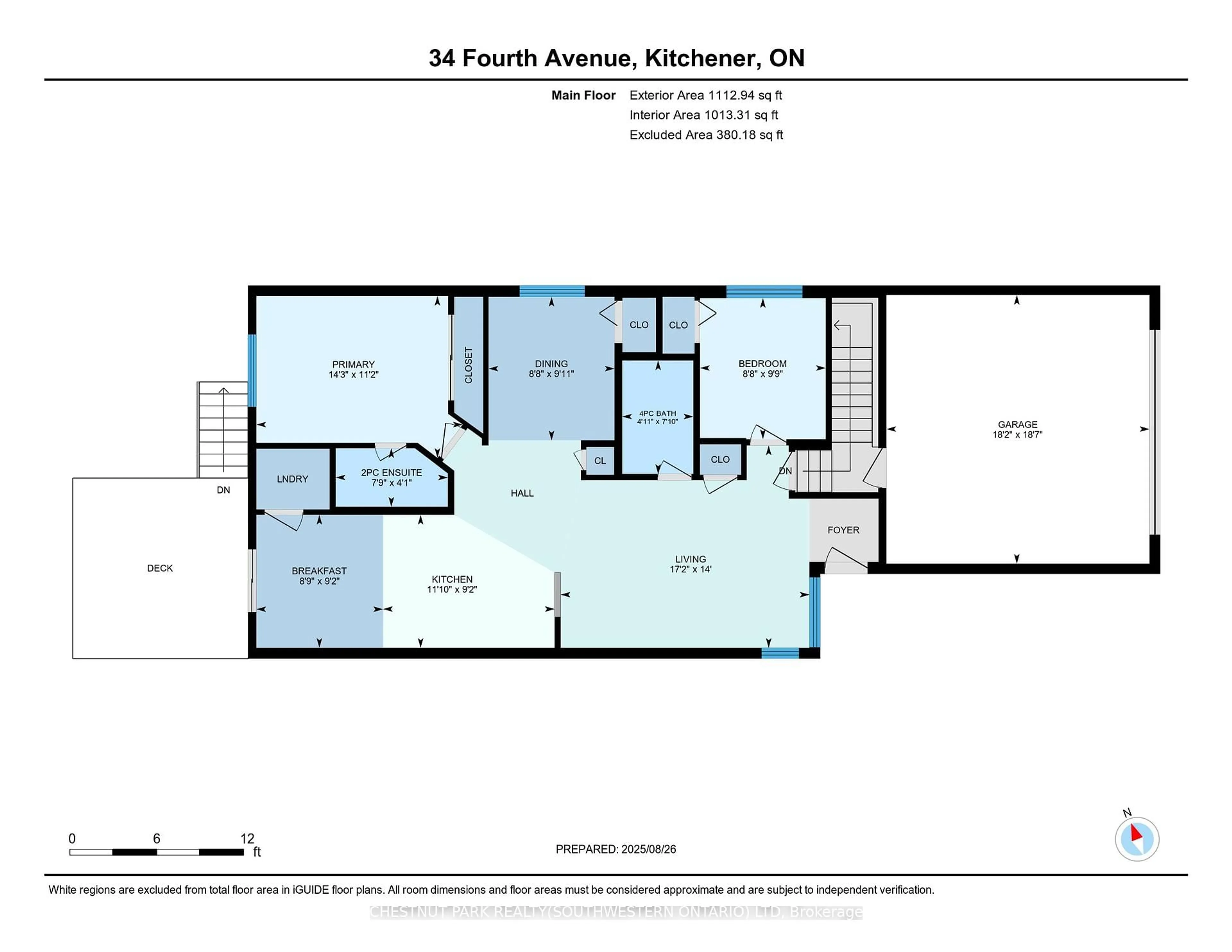 Floor plan for 34 4th Ave, Kitchener Ontario N2C 1N8