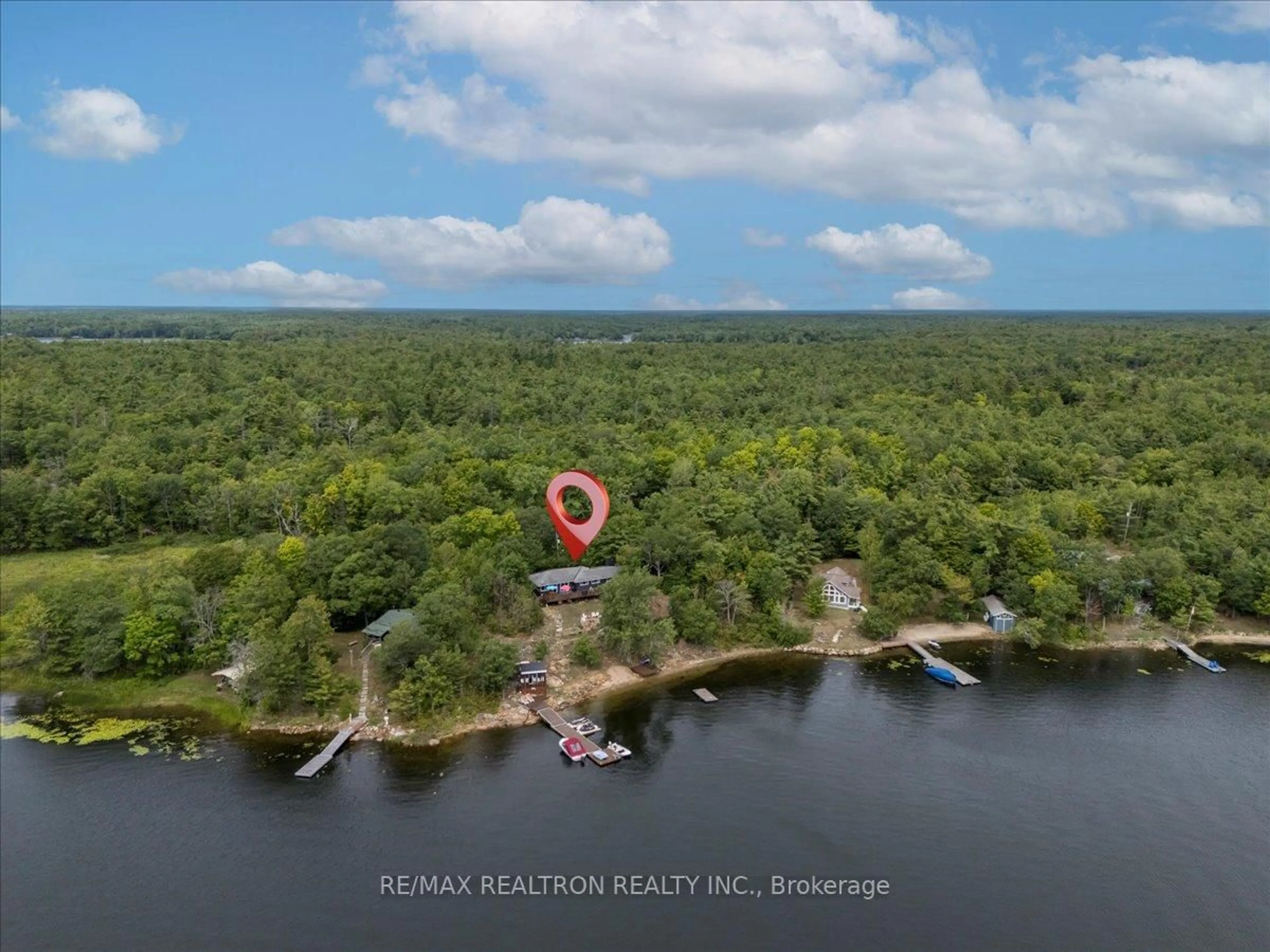 A pic from outside/outdoor area/front of a property/back of a property/a pic from drone, water/lake/river/ocean view for 9268 Georgian Bay Shore, Georgian Bay Ontario P0E 1E0
