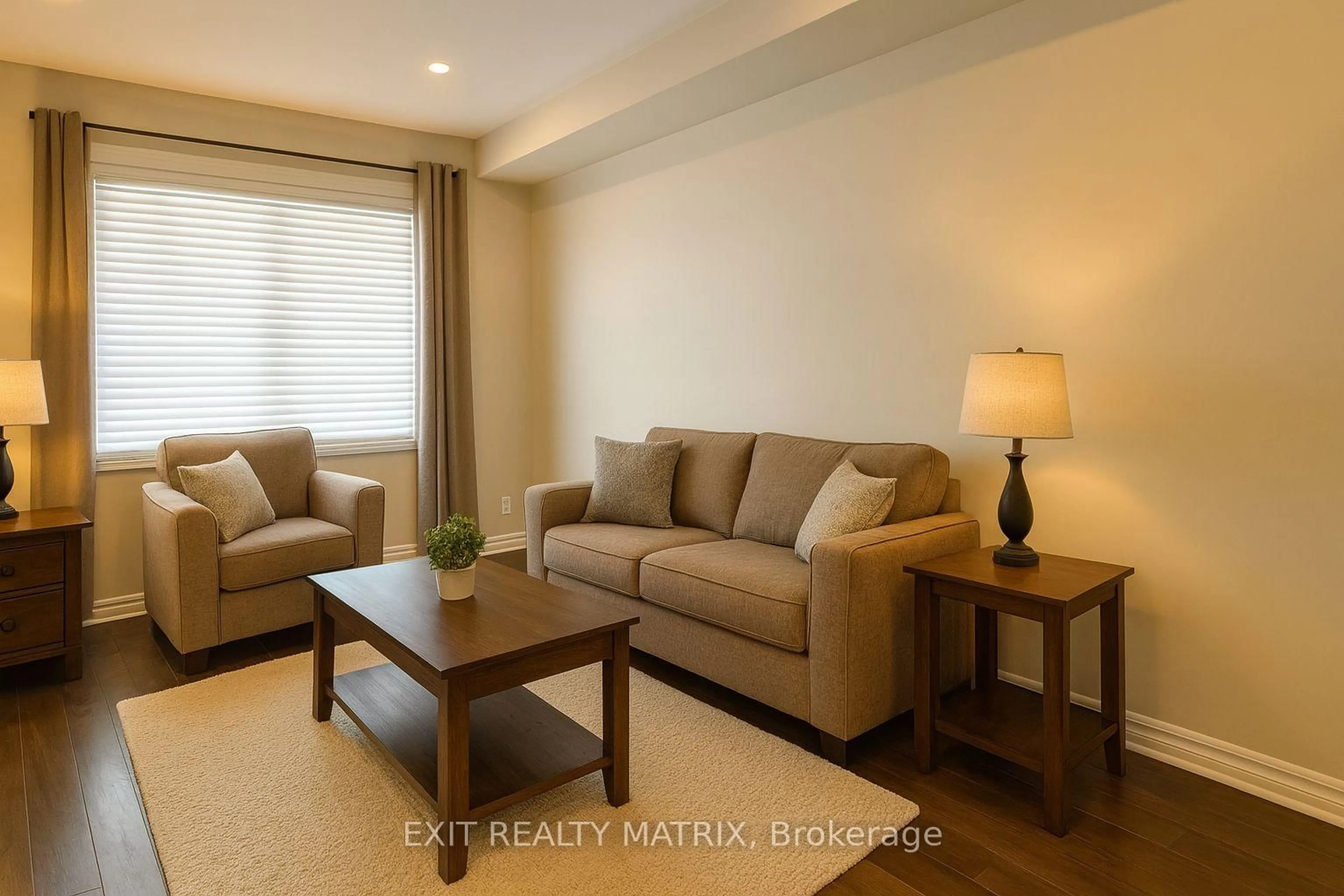 Living room with furniture, wood/laminate floor for 739 NAMUR St, Russell Ontario K0A 1W0