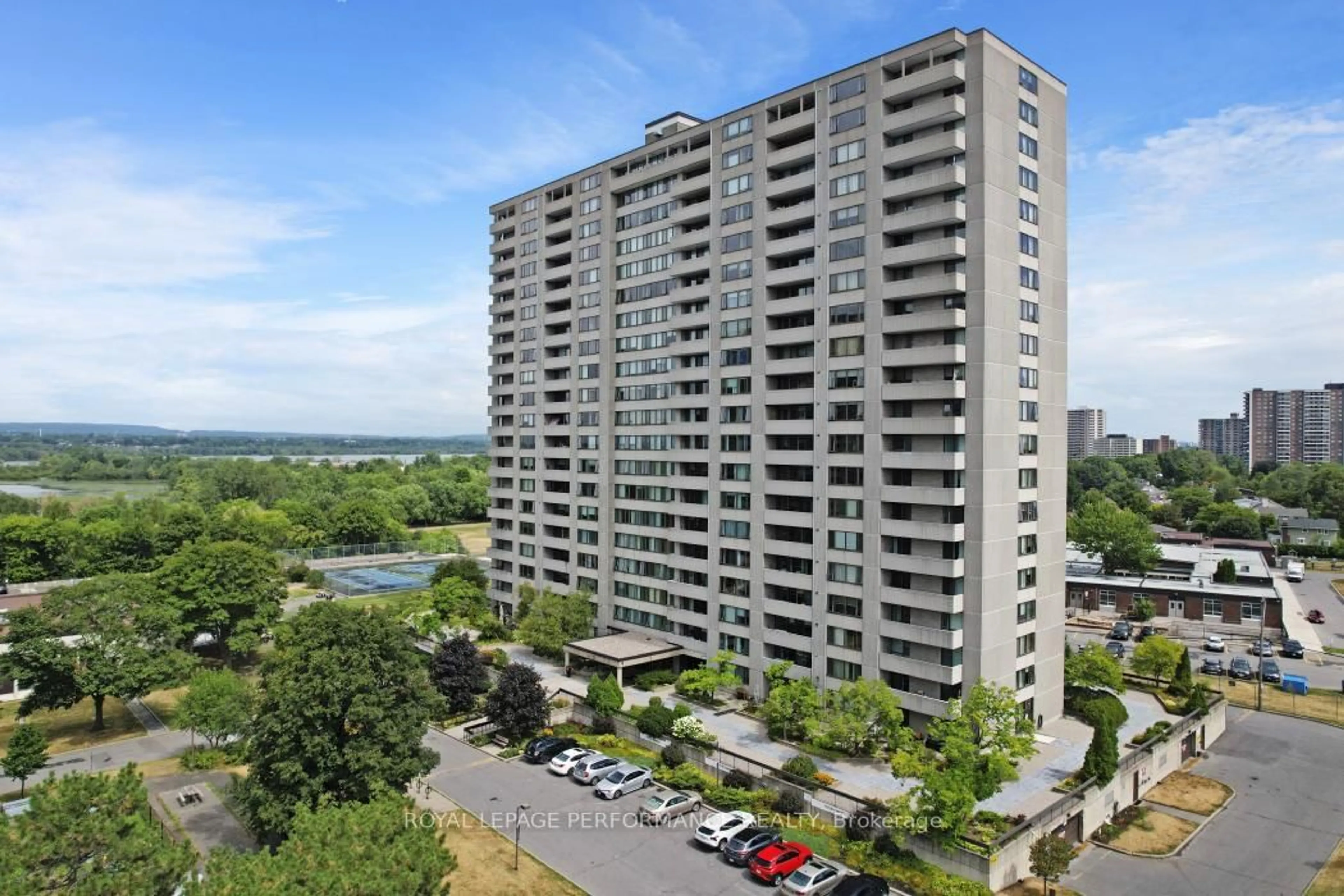 A pic from outside/outdoor area/front of a property/back of a property/a pic from drone, city buildings view from balcony for 2625 Regina St #301, Ottawa Ontario K2B 5W8
