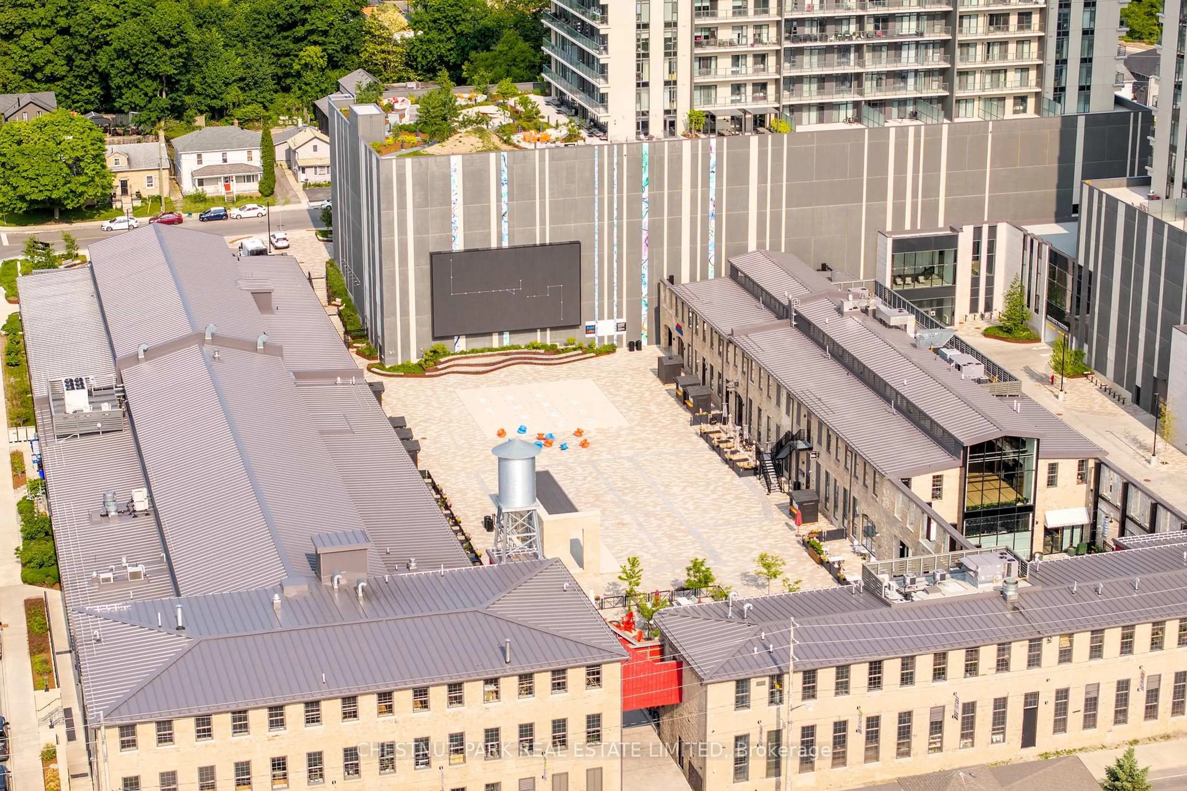 A pic from outside/outdoor area/front of a property/back of a property/a pic from drone, city buildings view from balcony for 15 Glebe St #2001, Cambridge Ontario N1S 0C3