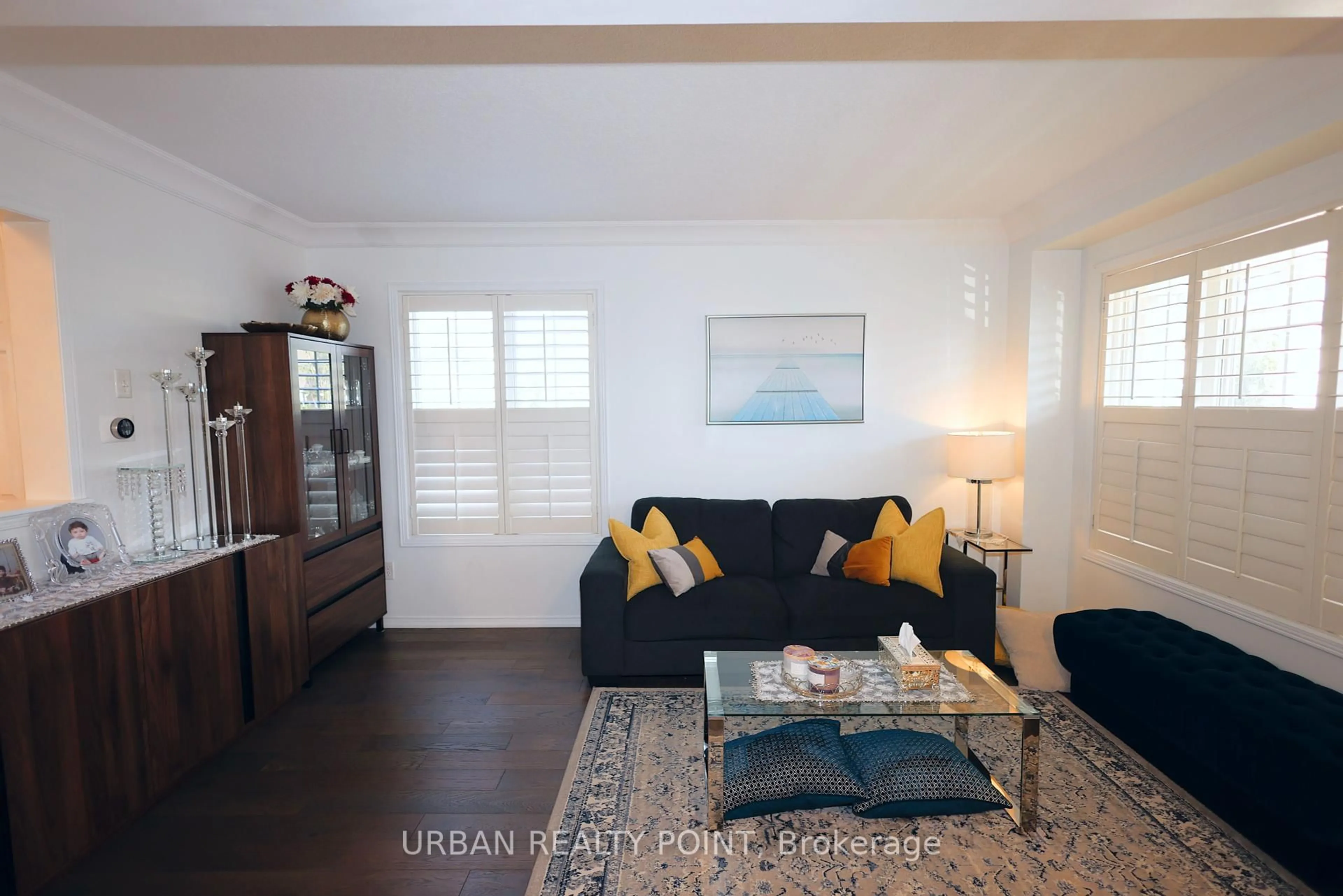 Living room with furniture, wood/laminate floor for 23 Jones Lane, Brantford Ontario N3T 0B1