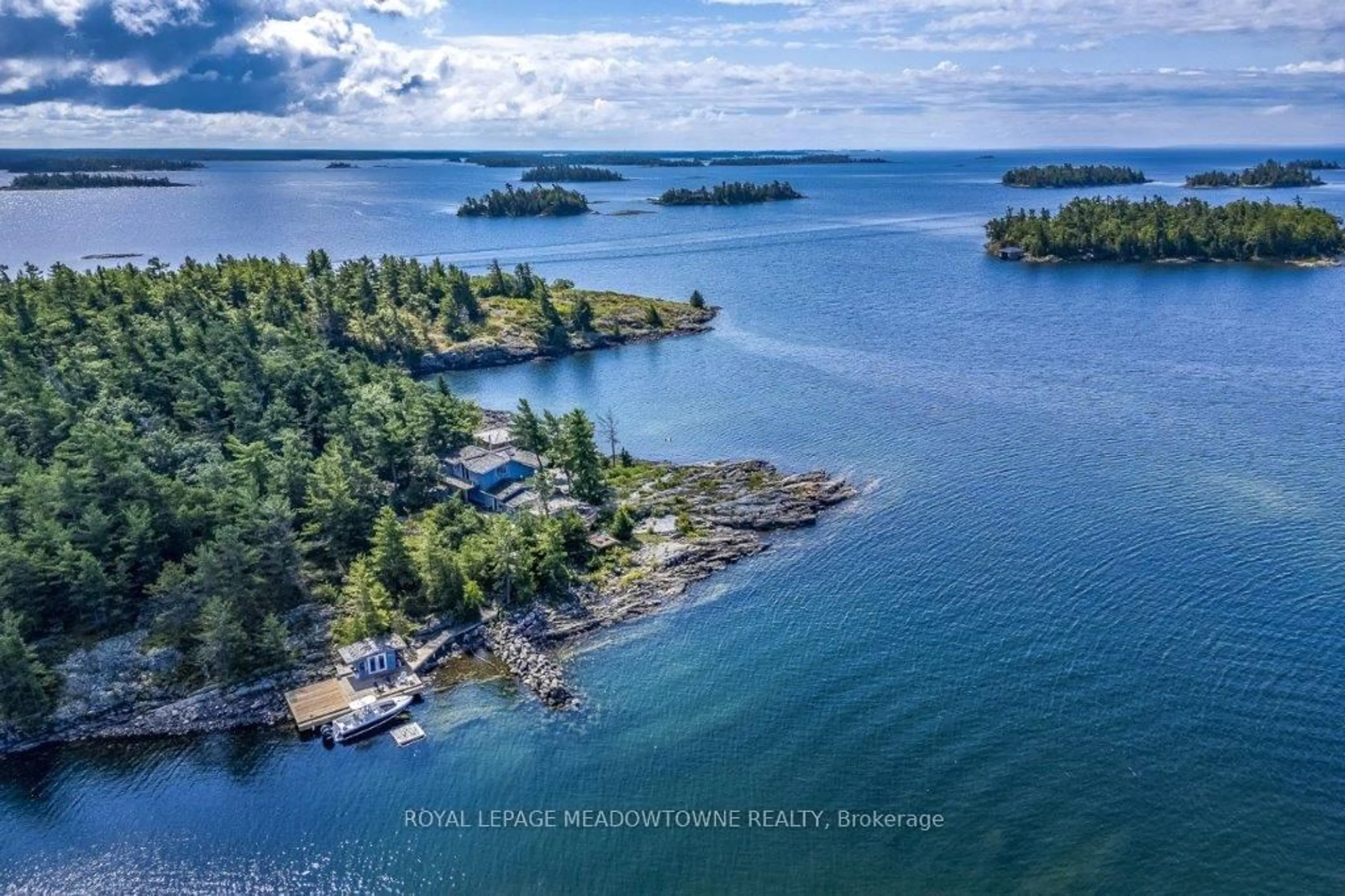 A pic from outside/outdoor area/front of a property/back of a property/a pic from drone, water/lake/river/ocean view for B433 Campbell Island, Twp of the Archipelago, The Archipelago Ontario P0G 1G0