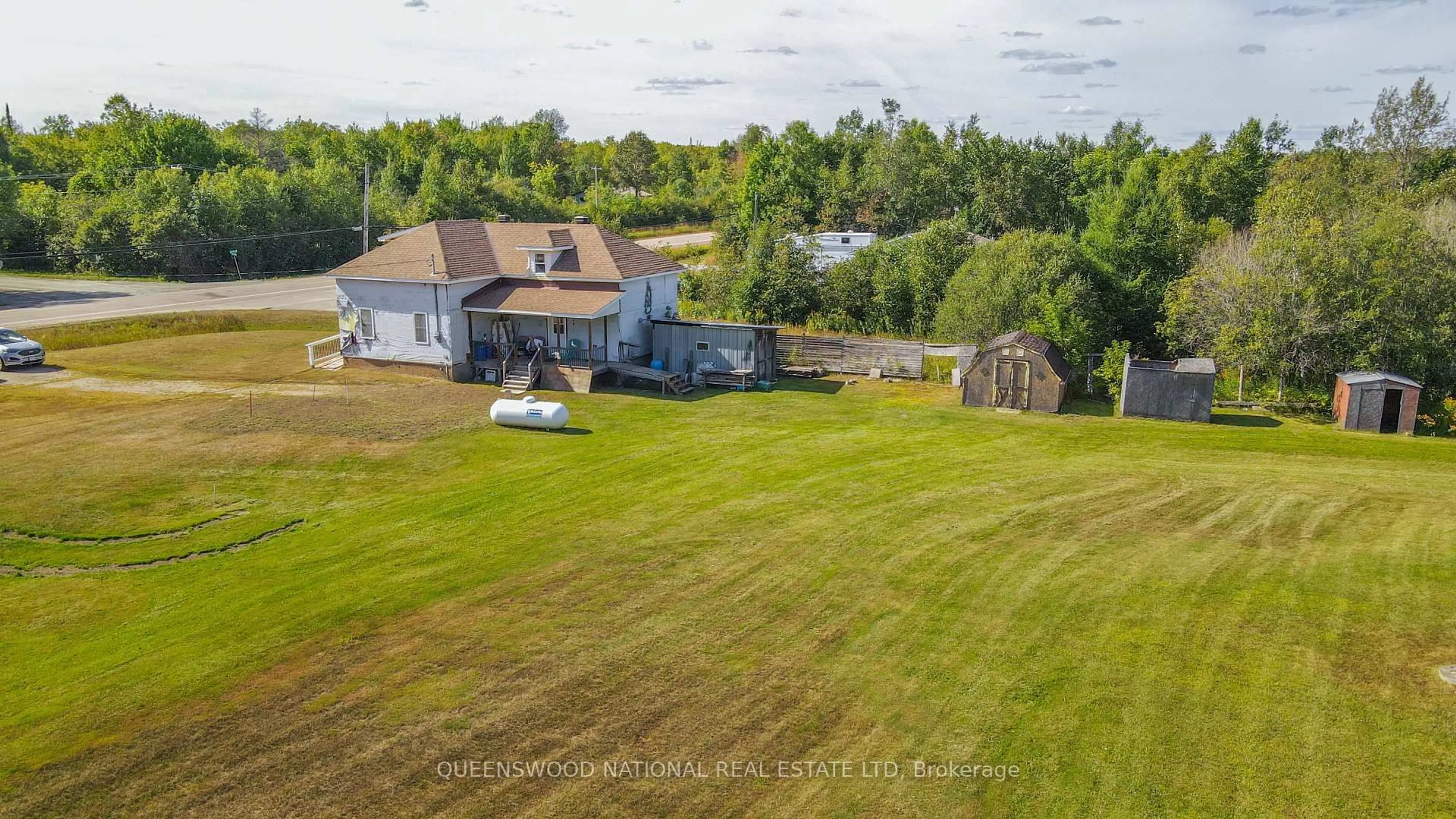 A pic from outside/outdoor area/front of a property/back of a property/a pic from drone, water/lake/river/ocean view for 84 Round Lake Rd, Killaloe Ontario K0J 2A0