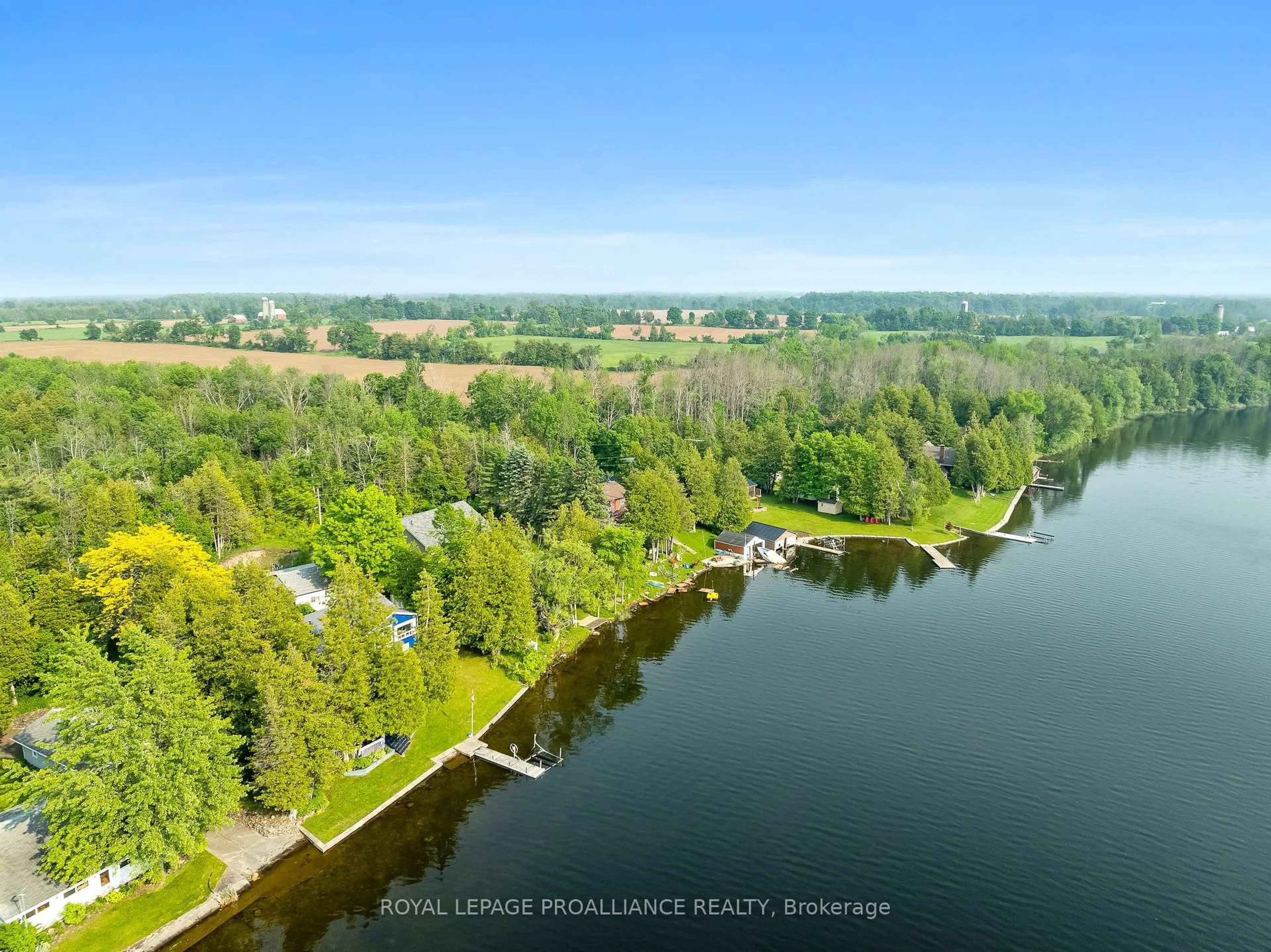 A pic from outside/outdoor area/front of a property/back of a property/a pic from drone, water/lake/river/ocean view for 255 Muskie Mile Lane, Trent Hills Ontario K0L 1Z0