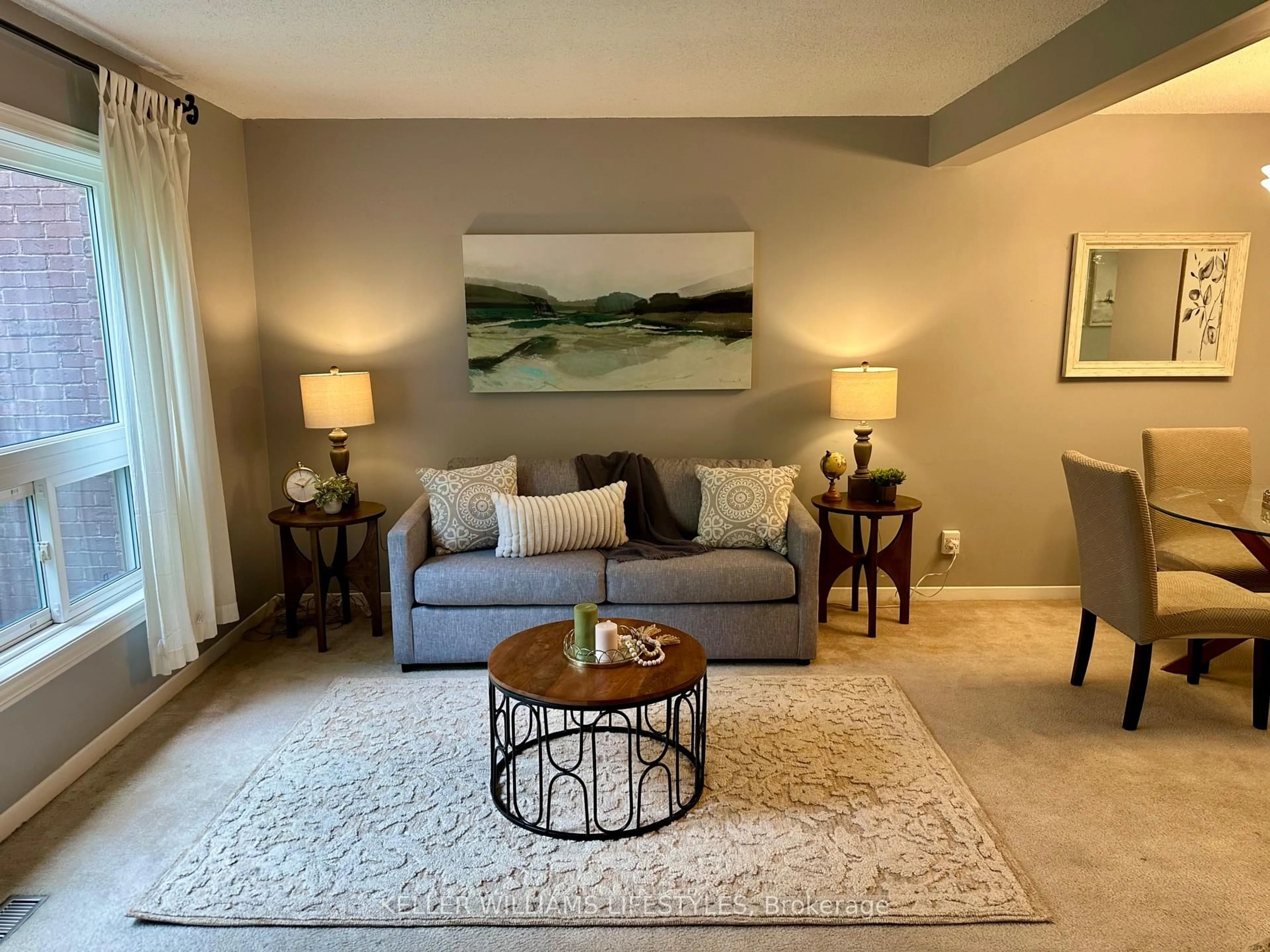 Living room with furniture, carpet floor for 89 Highview Ave #26, London South Ontario N6C 5V9