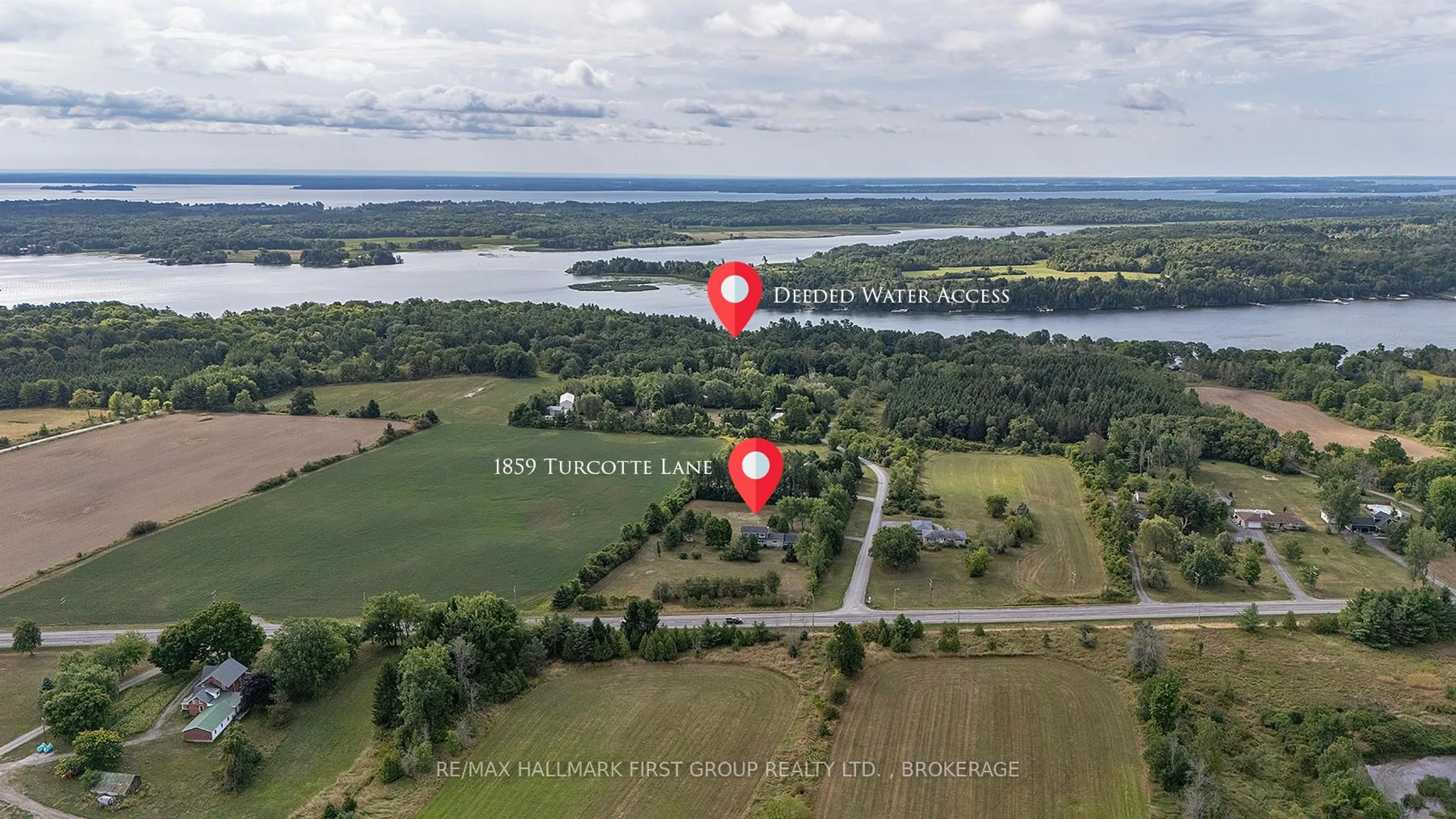 A pic from outside/outdoor area/front of a property/back of a property/a pic from drone, water/lake/river/ocean view for 1859 Turcotte Lane, Gananoque Ontario K7G 2V5