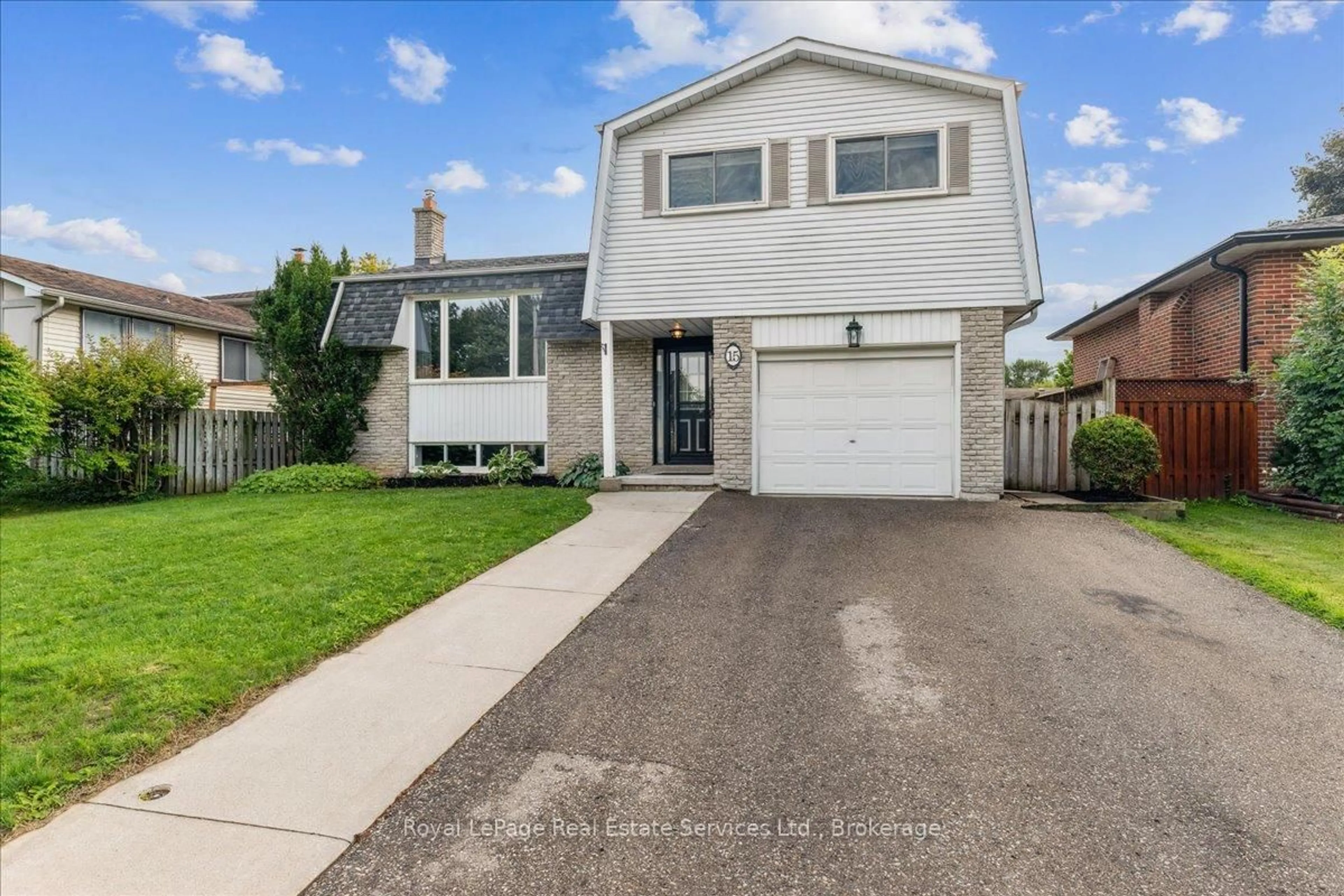 Home with vinyl exterior material, street for 15 Queensdale Cres, Guelph Ontario N1H 6W4