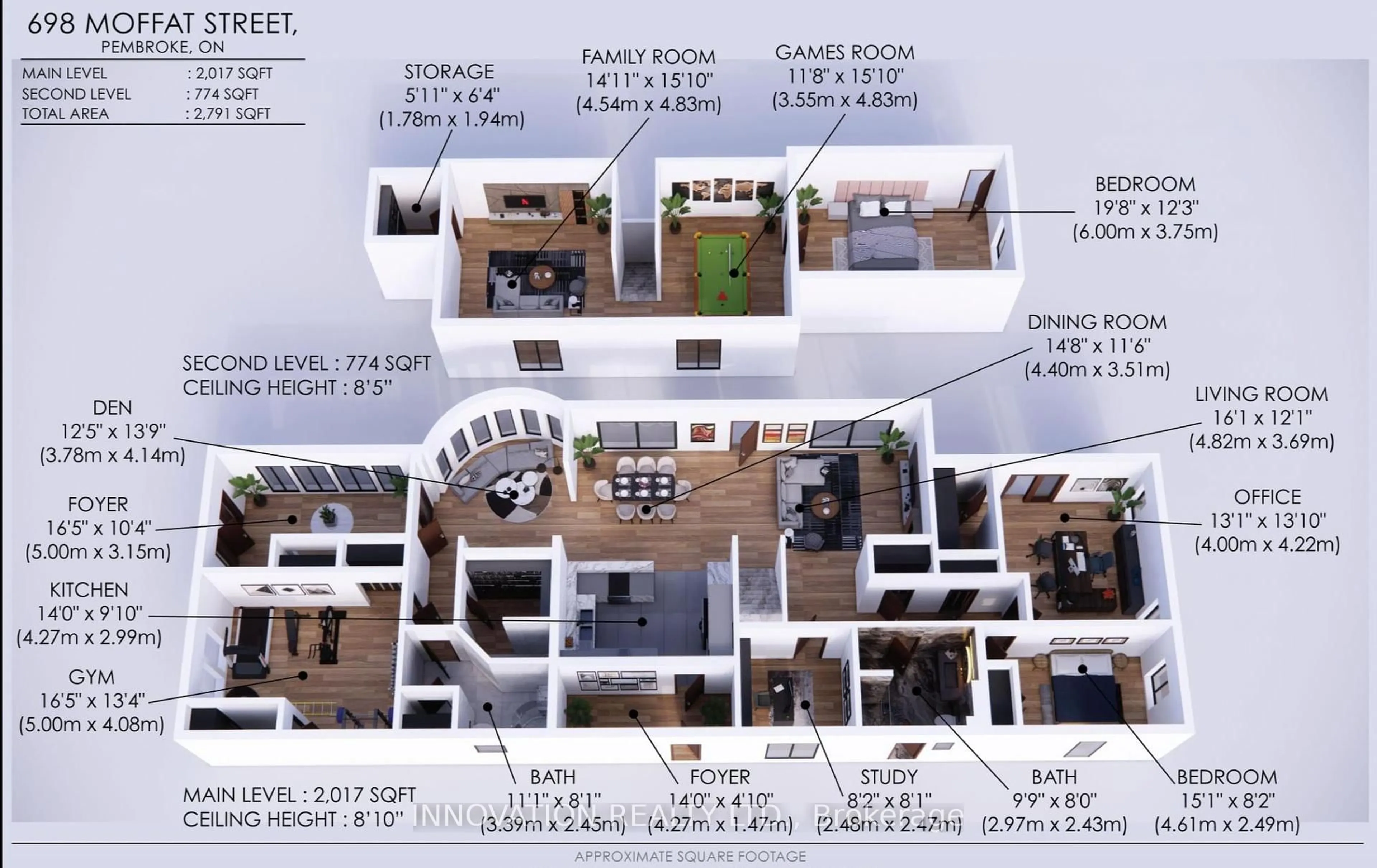 Floor plan for 698 MOFFAT St, Pembroke Ontario K8A 3Y1