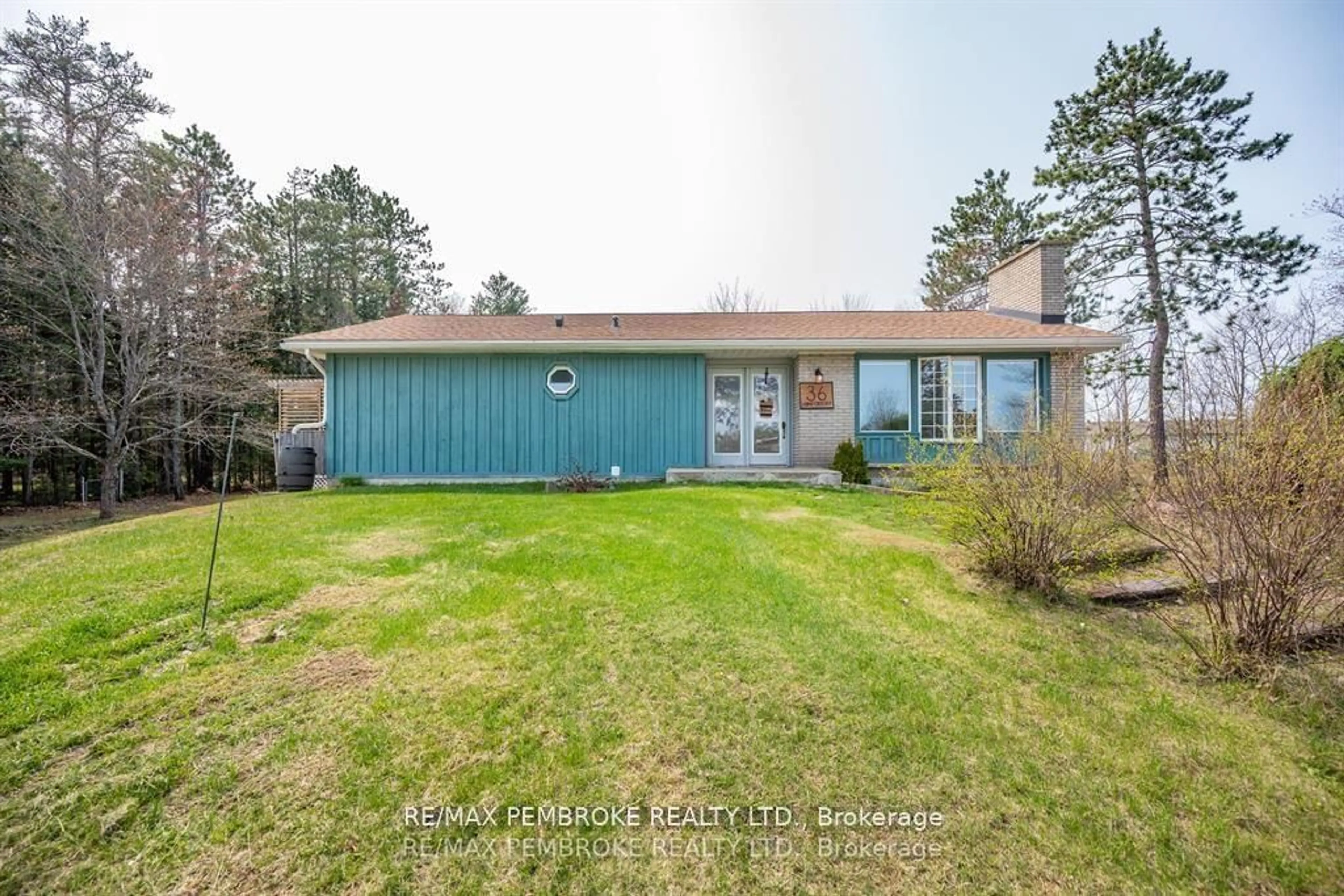 A pic from outside/outdoor area/front of a property/back of a property/a pic from drone, water/lake/river/ocean view for 36 Labine Cres, Petawawa Ontario K8H 2J2