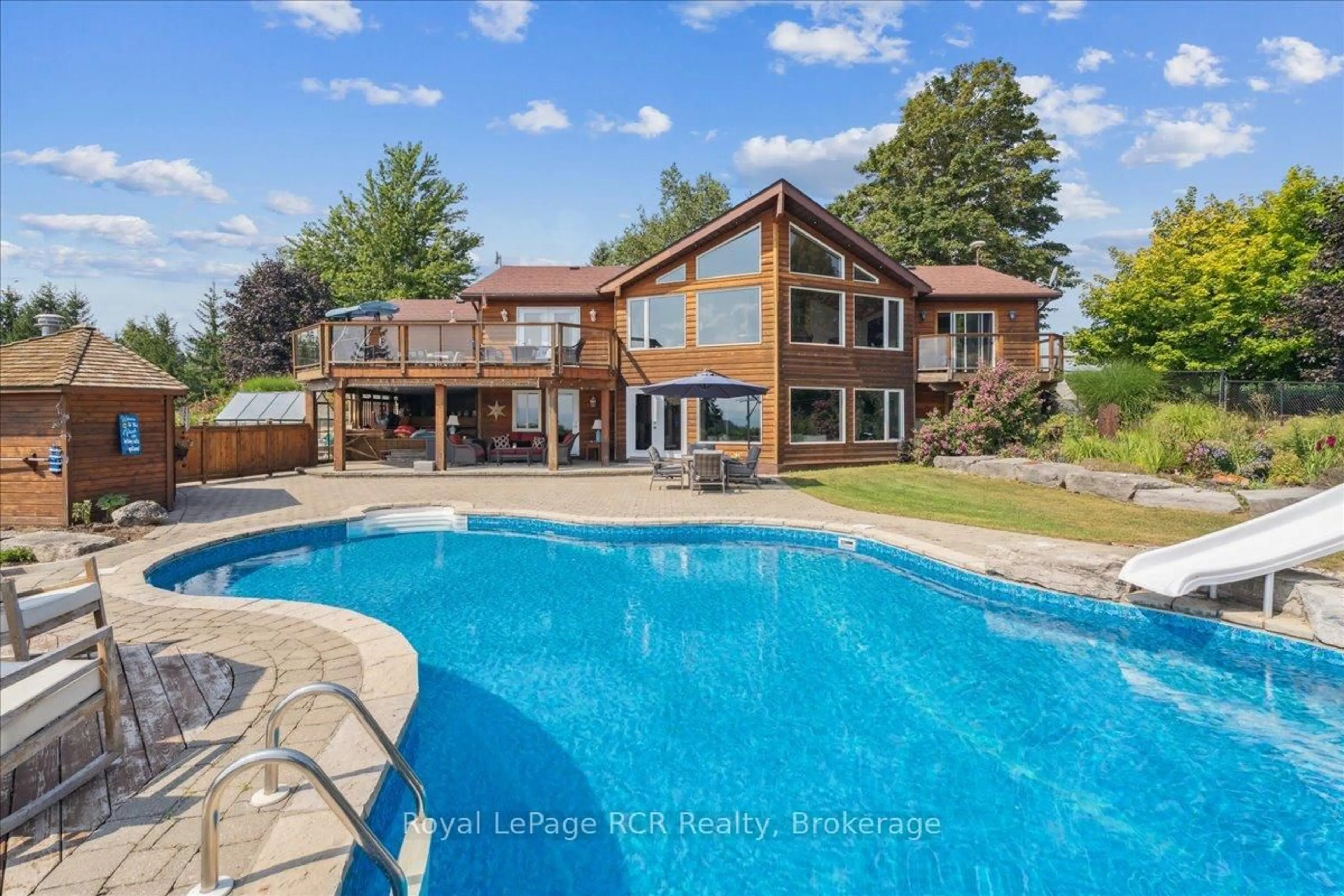 A pic from outside/outdoor area/front of a property/back of a property/a pic from drone, water/lake/river/ocean view for 196313 Grey Road 7, Grey Highlands Ontario N4L 1W7