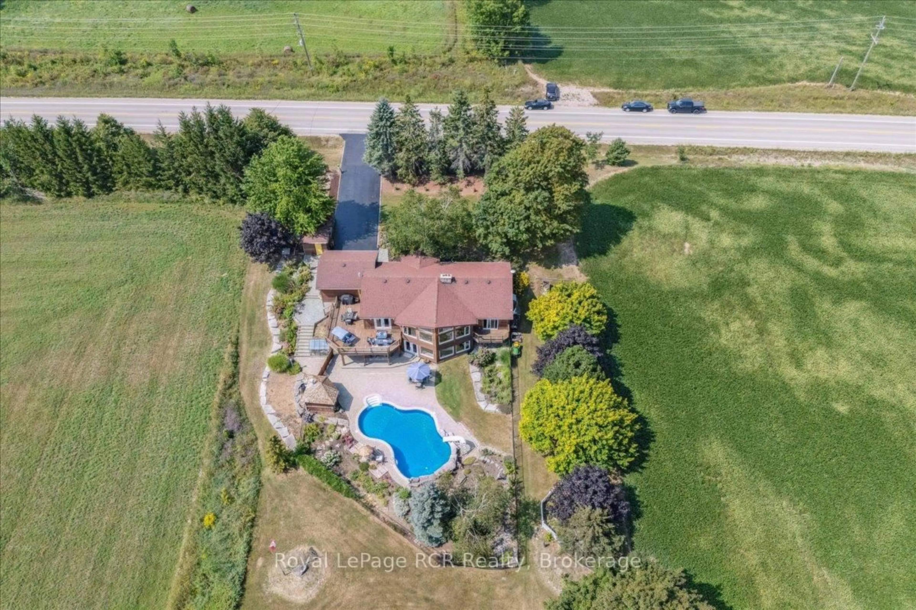 A pic from outside/outdoor area/front of a property/back of a property/a pic from drone, water/lake/river/ocean view for 196313 Grey Road 7, Grey Highlands Ontario N4L 1W7