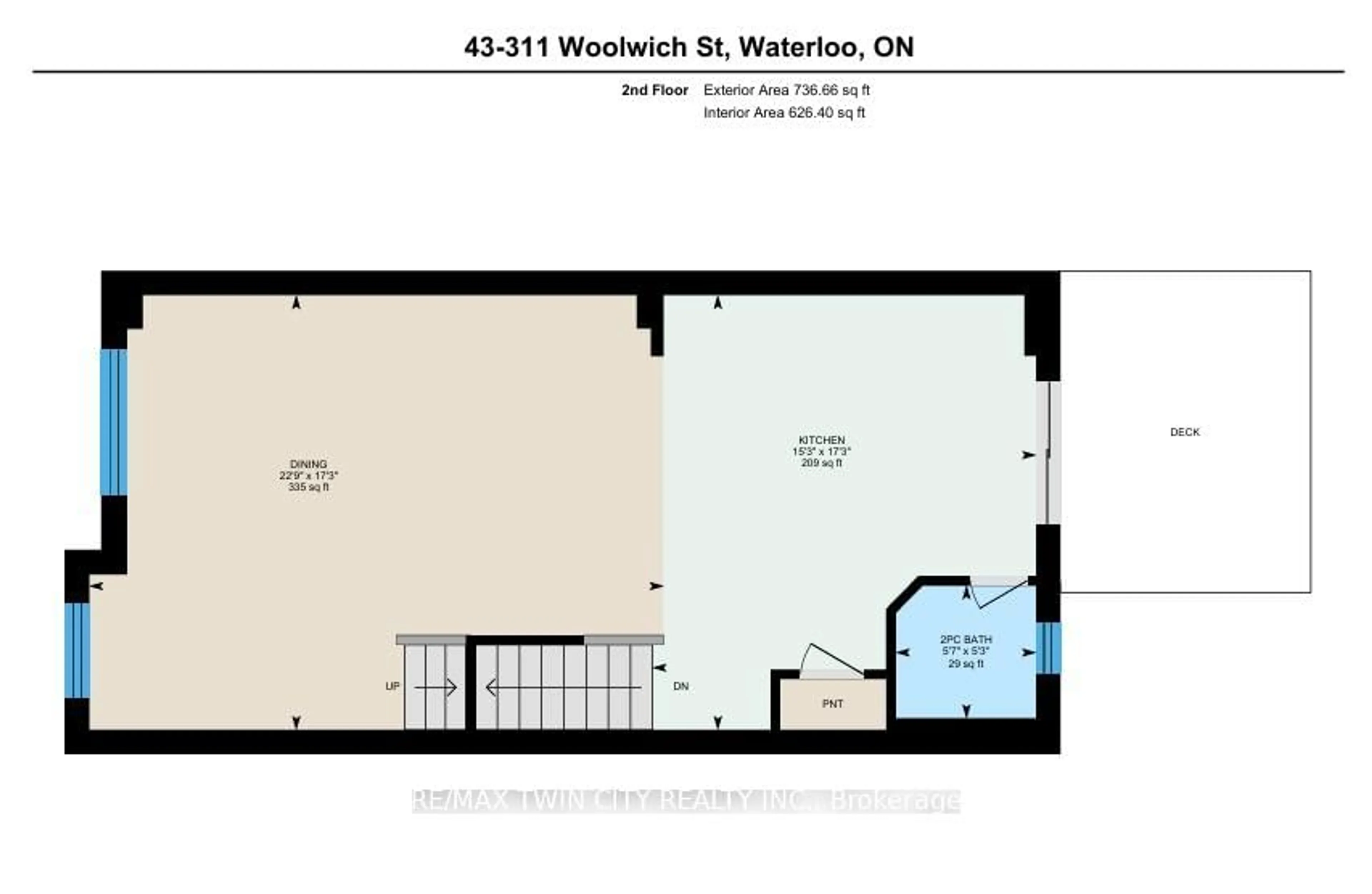 Floor plan for 311 Woolwich St #43, Waterloo Ontario N2K 0H4