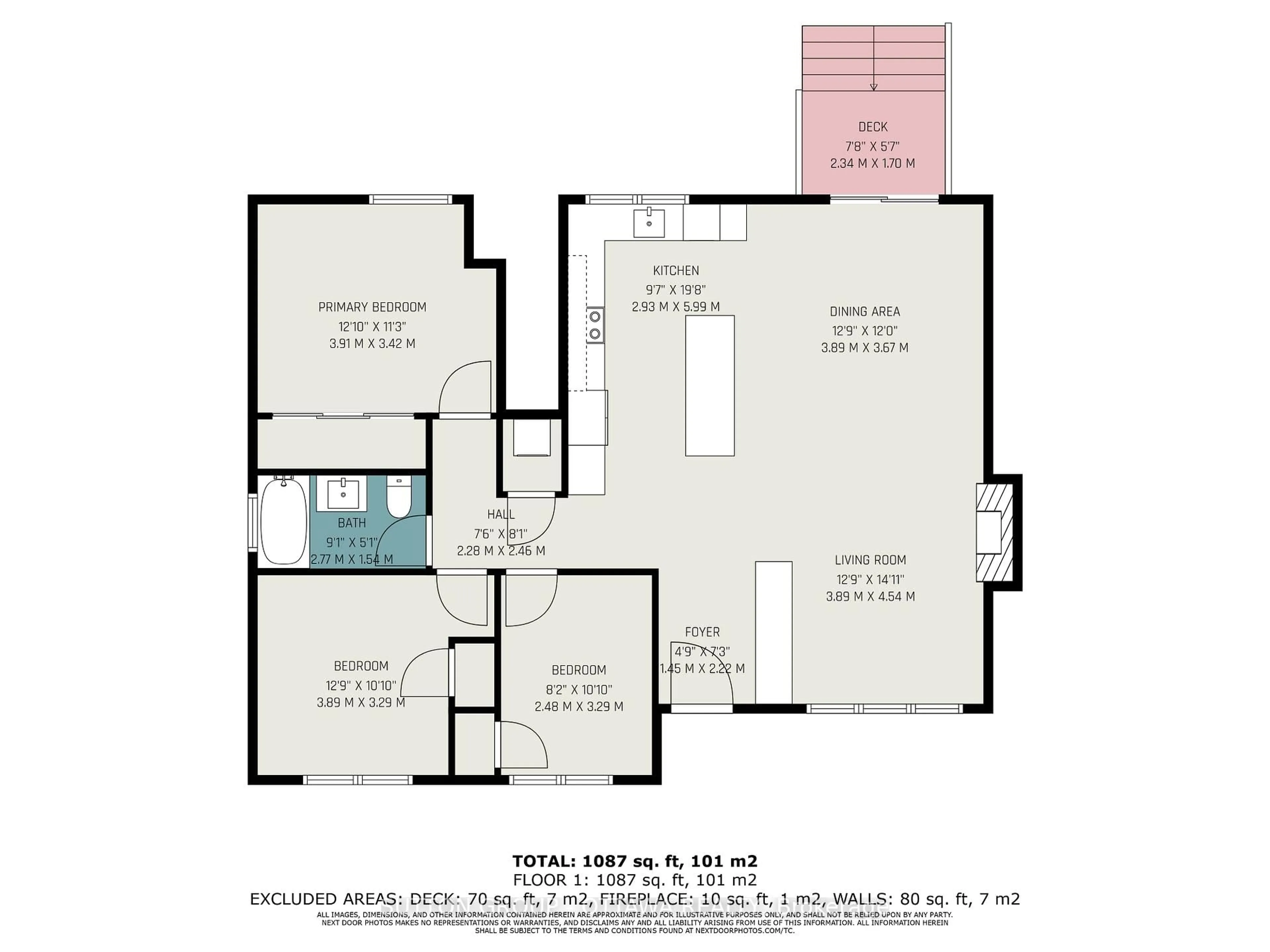 Floor plan for 1299 Brookline Ave, Ottawa Ontario K1V 6S4
