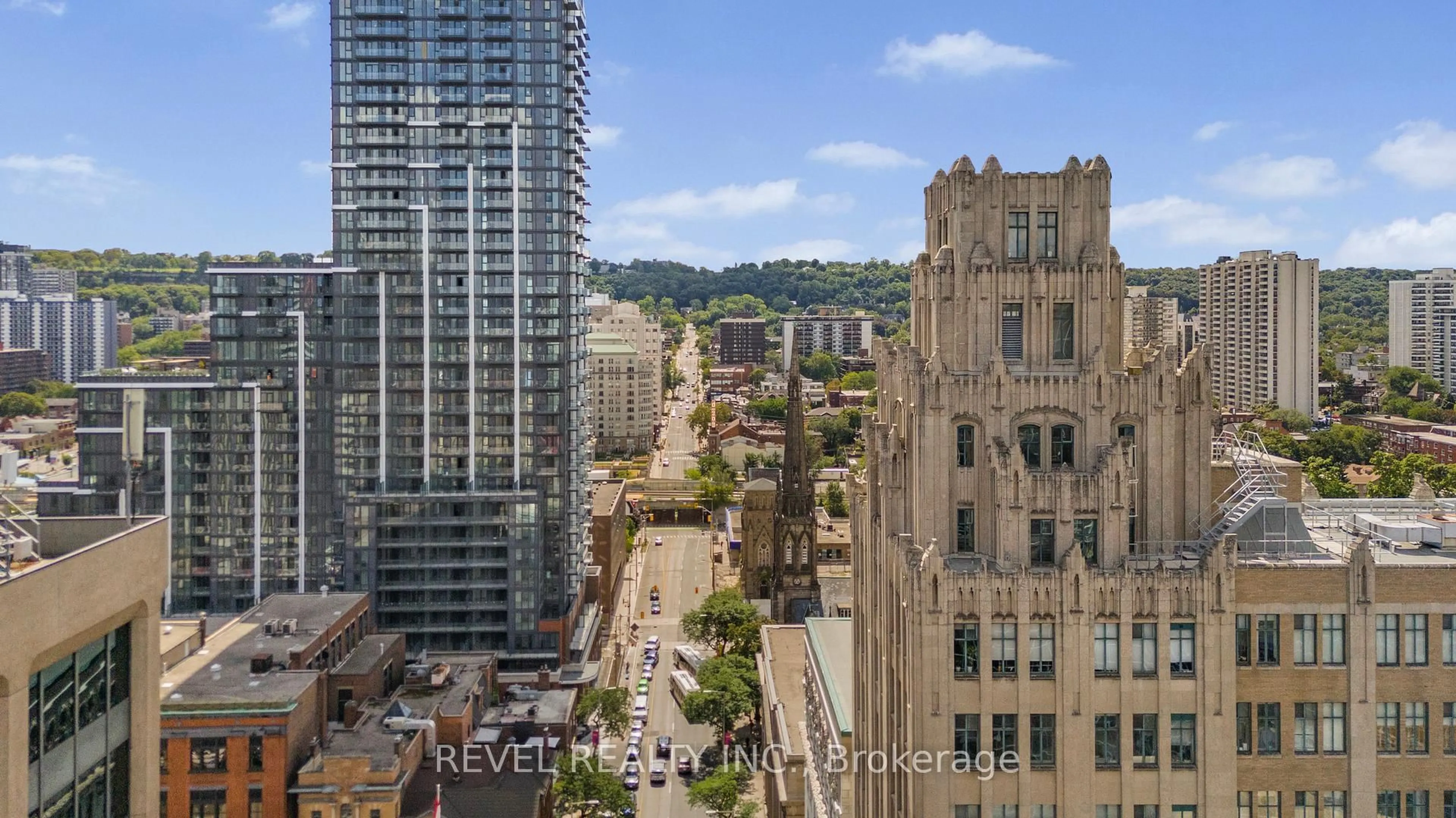 A pic from outside/outdoor area/front of a property/back of a property/a pic from drone, city buildings view from balcony for 36 James St #803, Hamilton Ontario L8P 4W4