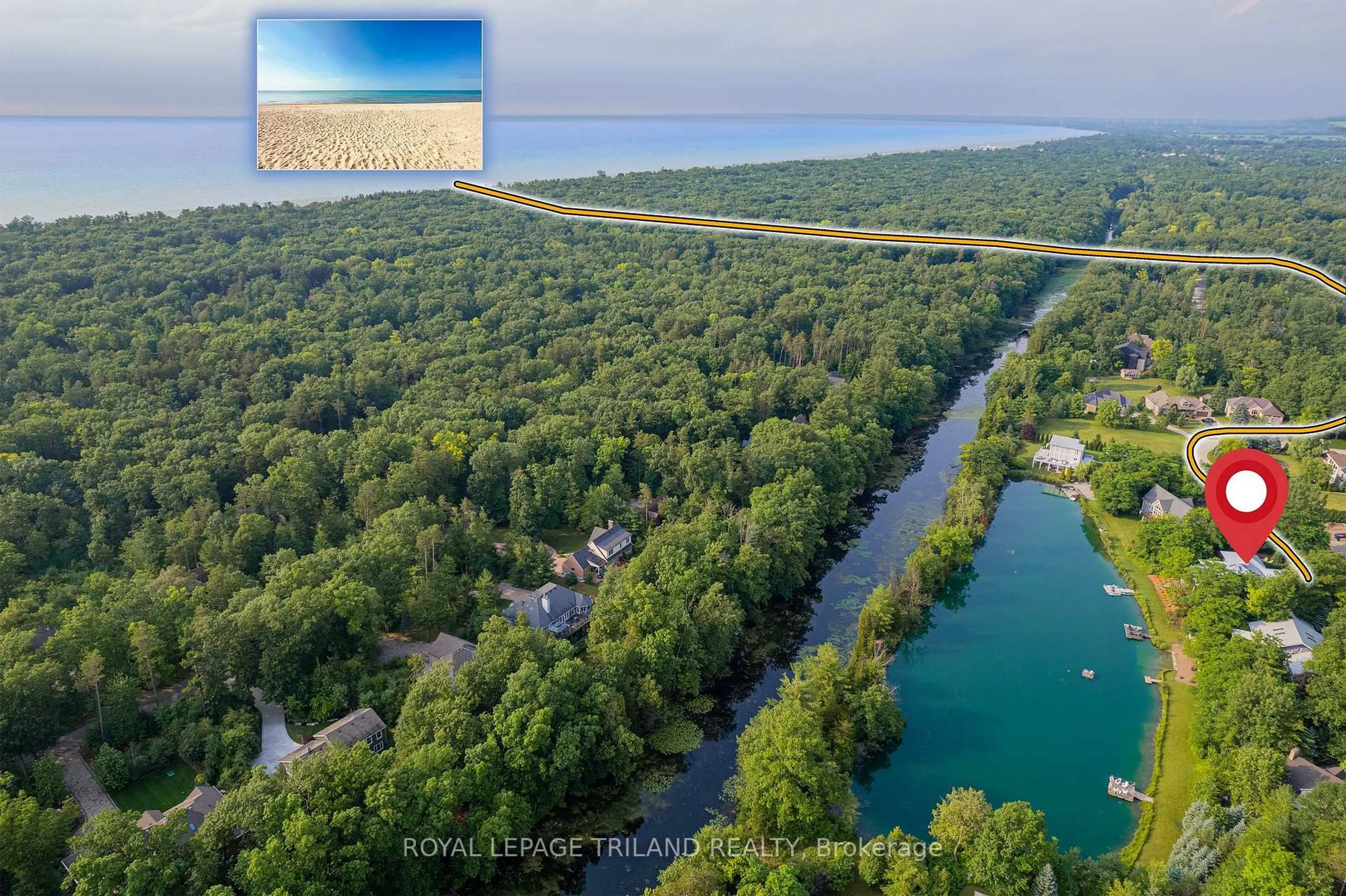 A pic from outside/outdoor area/front of a property/back of a property/a pic from drone, water/lake/river/ocean view for 10099 Jennison Cres, Lambton Shores Ontario N0M 1T0