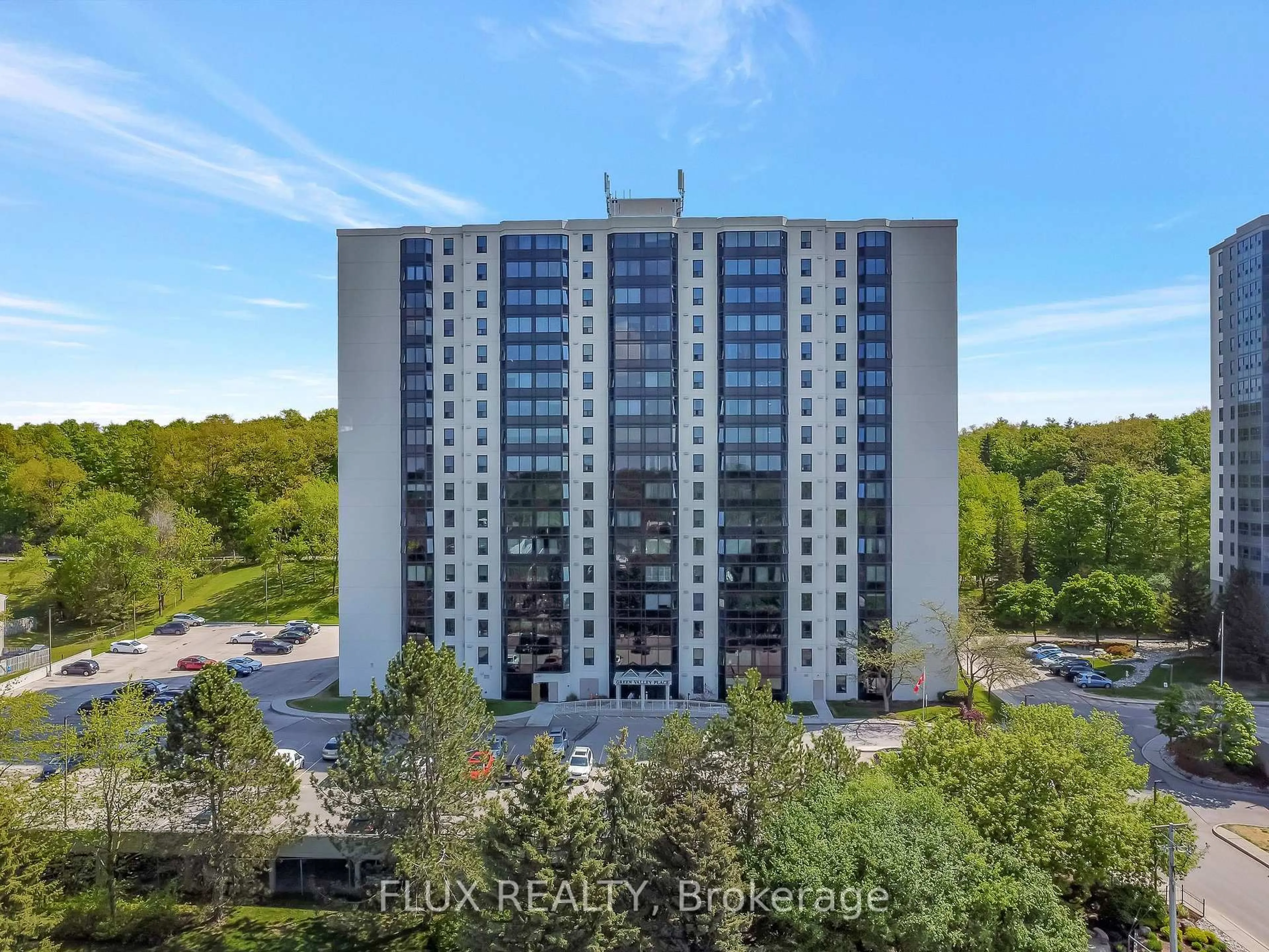 A pic from outside/outdoor area/front of a property/back of a property/a pic from drone, city buildings view from balcony for 35 Green Valley Dr #902, Kitchener Ontario N2P 2A5