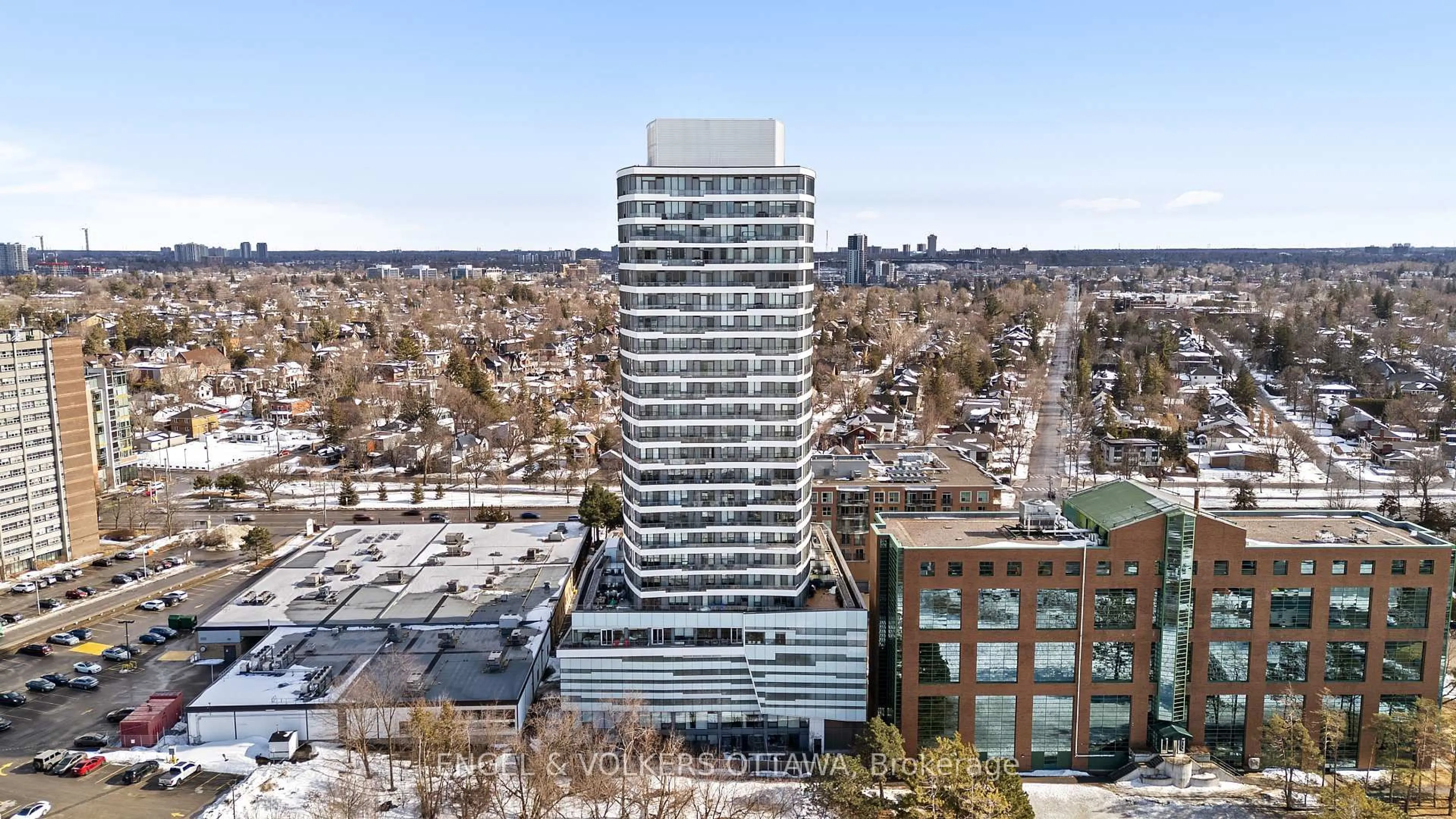 A pic from outside/outdoor area/front of a property/back of a property/a pic from drone, city buildings view from balcony for 485 Richmond Rd #1209, Ottawa Ontario K2A 3W9