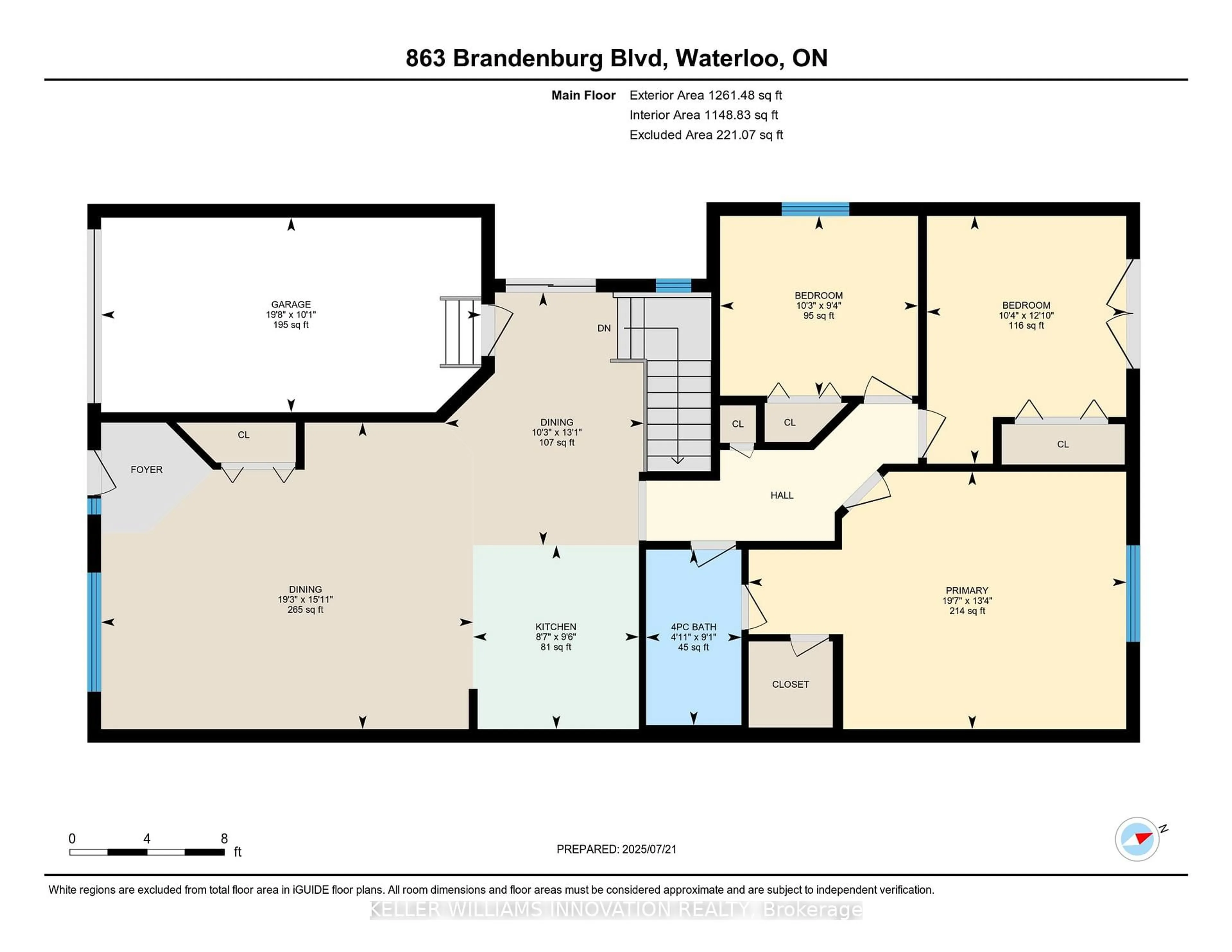 Floor plan for 863 Brandenberg Blvd, Waterloo Ontario N2T 2X6